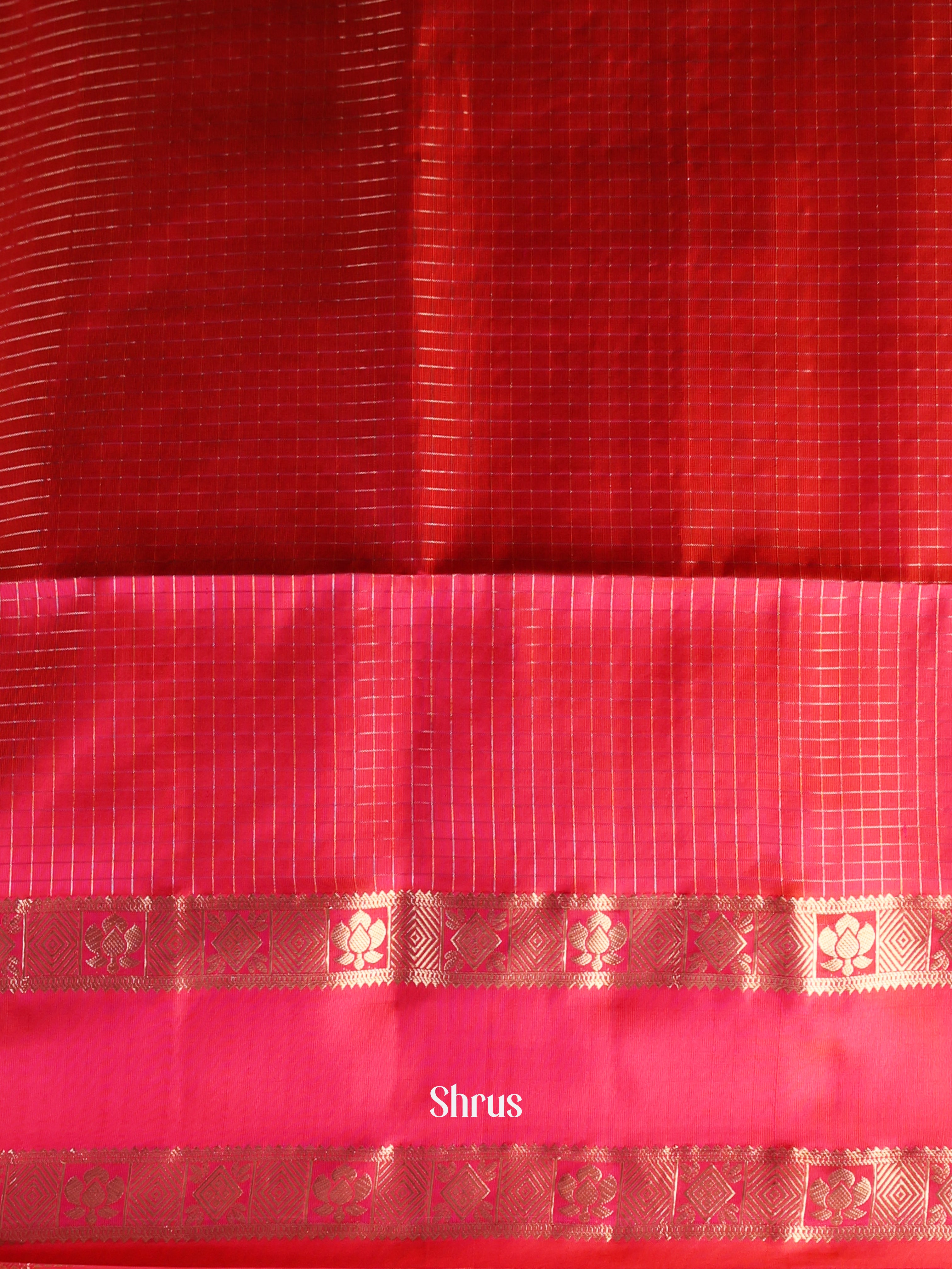 Grey & Red - Soft Silk Saree - Shop on Shrus.com