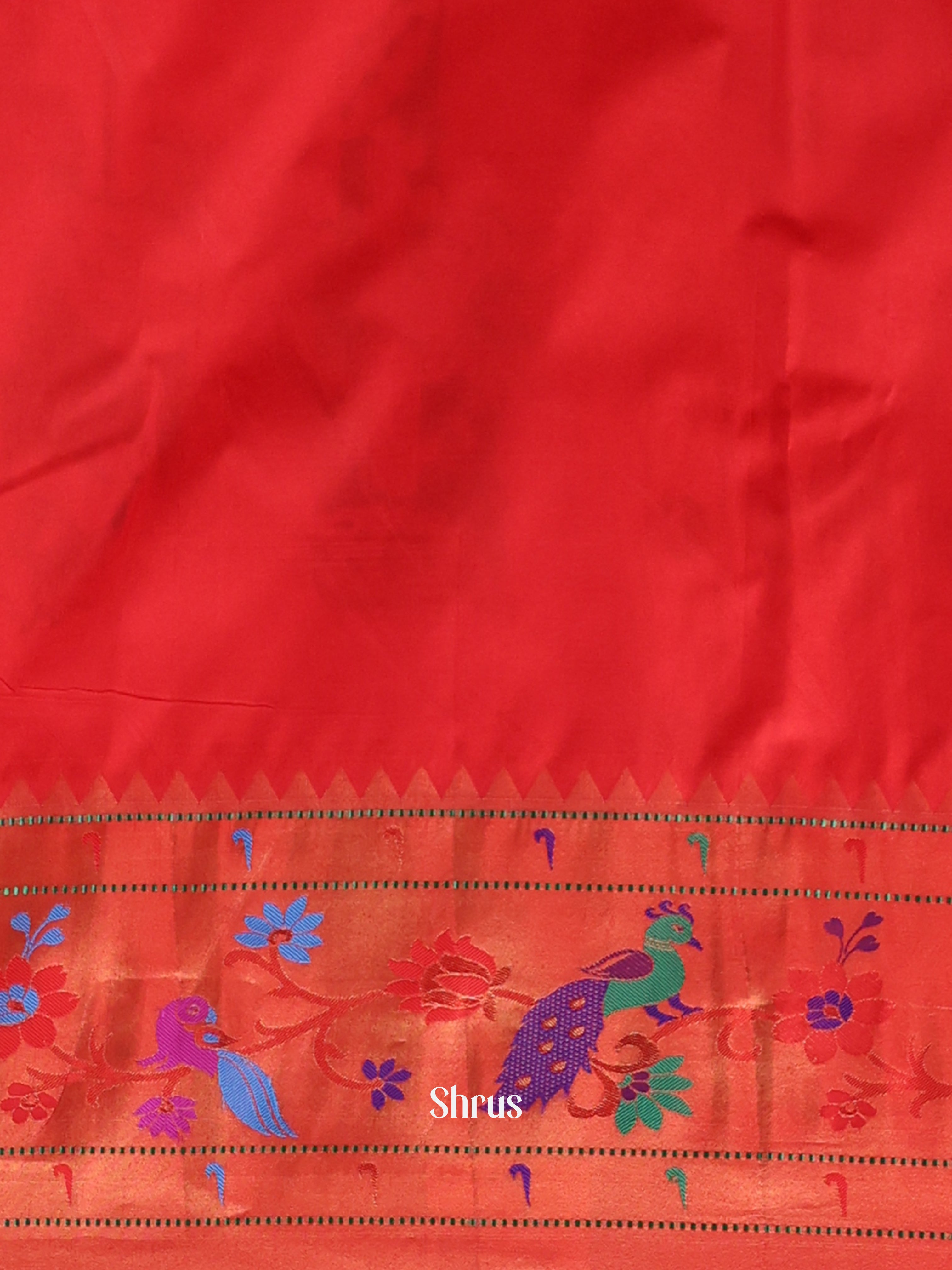 Yellow & Red - Gadwal halfpure Saree - Shop on Shrus.com
