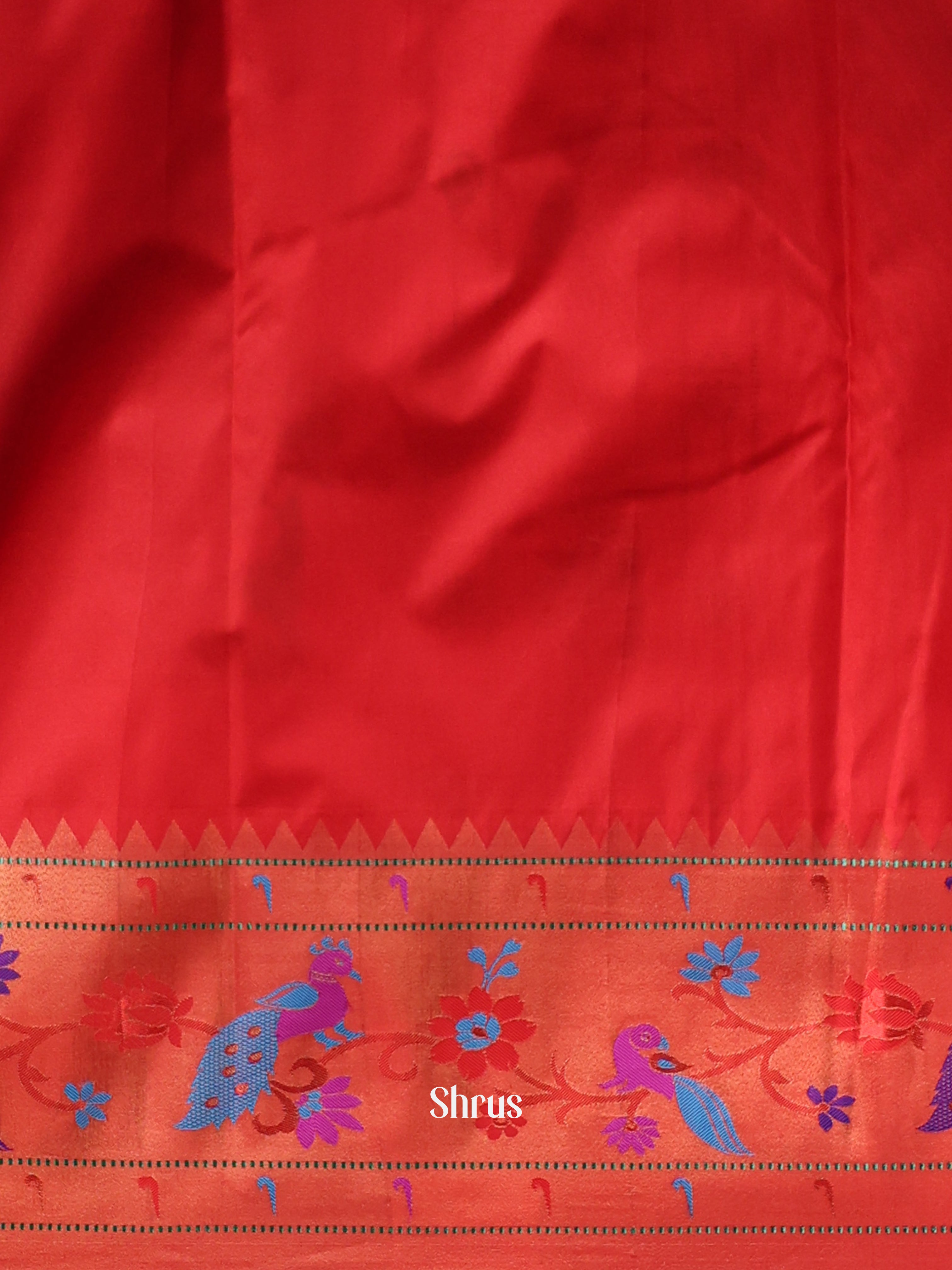 Green & Red - Gadwal halfpure Saree - Shop on Shrus.com