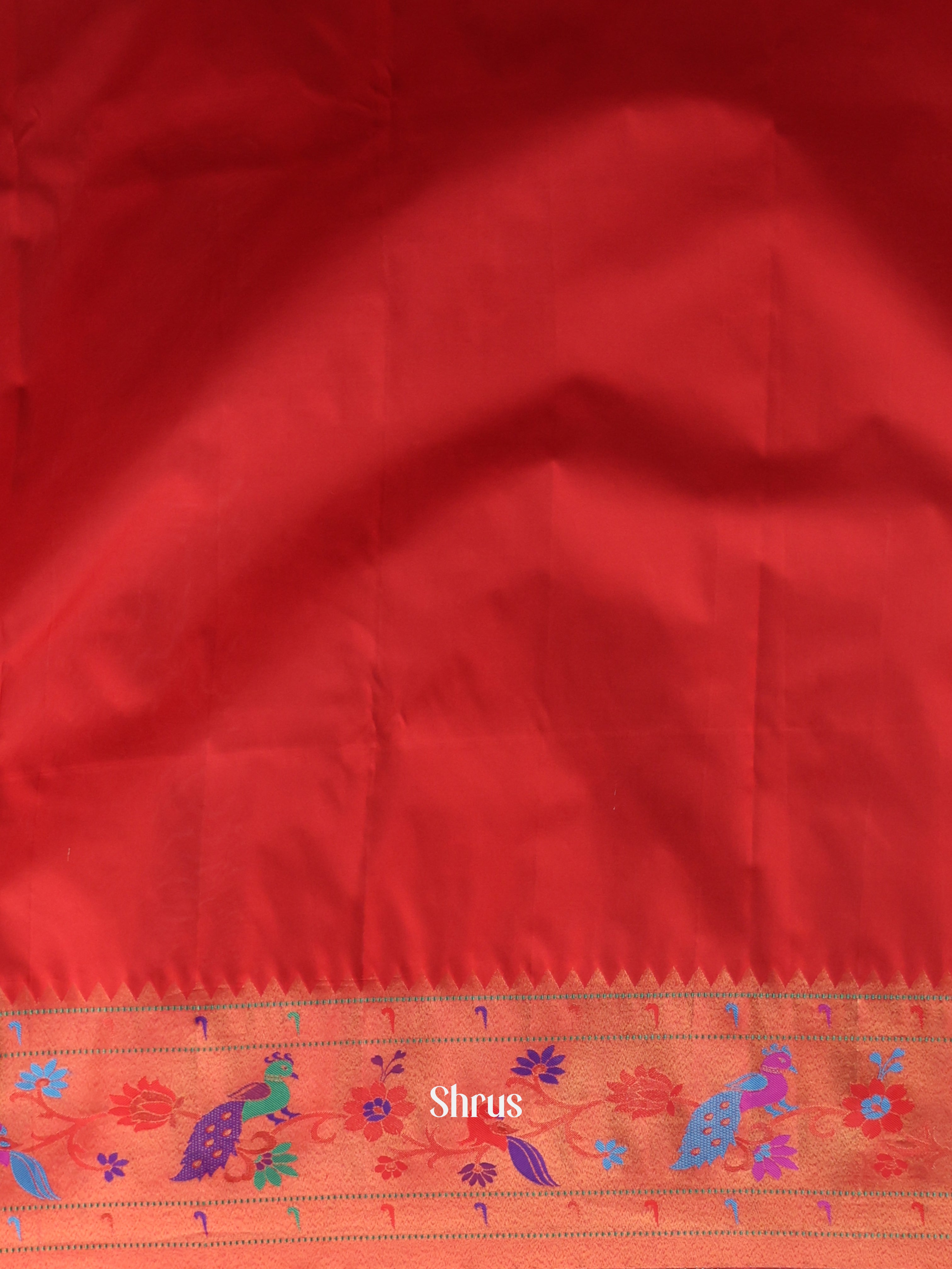 Blue & Red - Gadwal halfpure Saree - Shop on Shrus.com