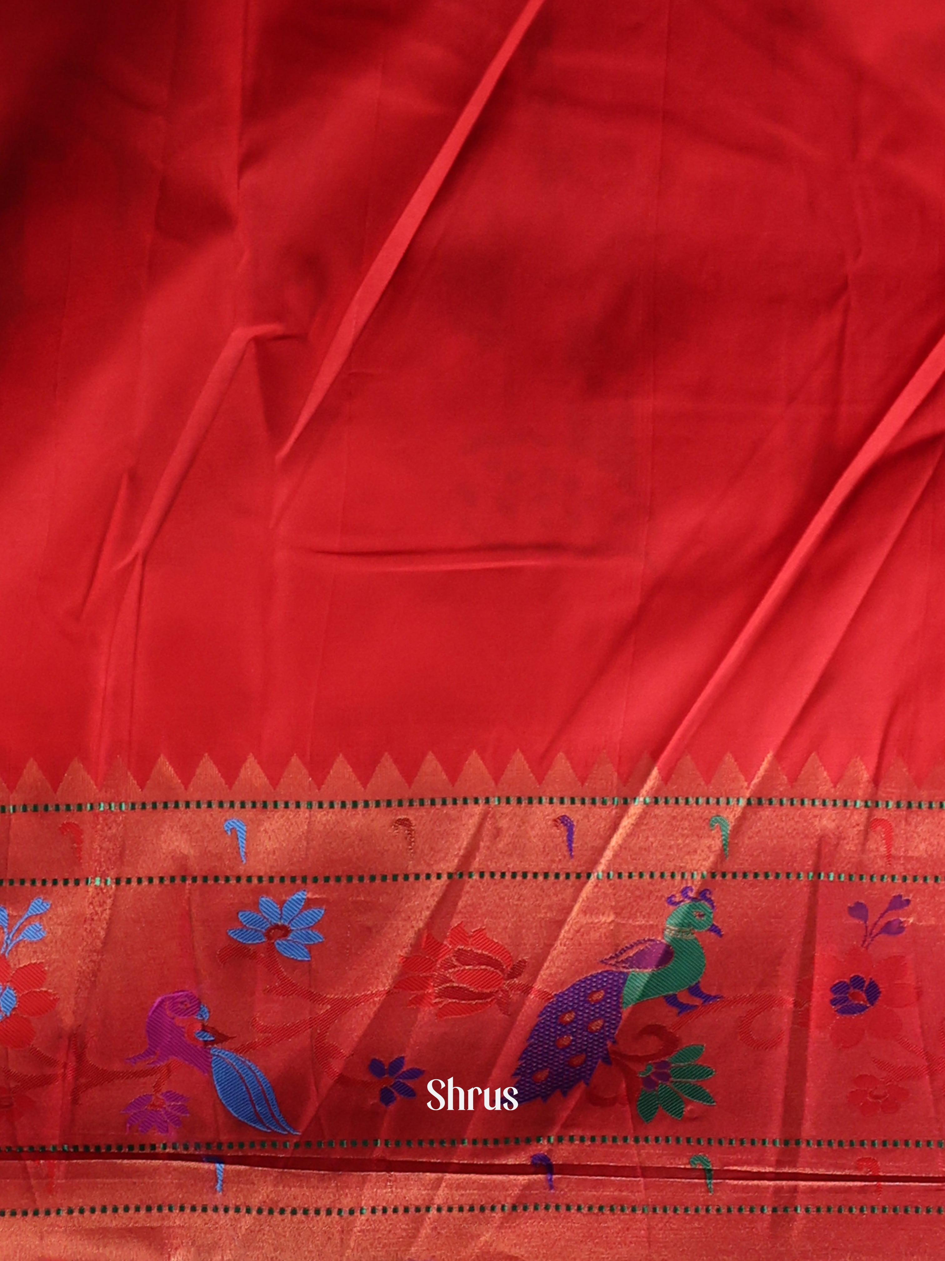 Violet & Red- Gadwal halfpure Saree - Shop on Shrus.com