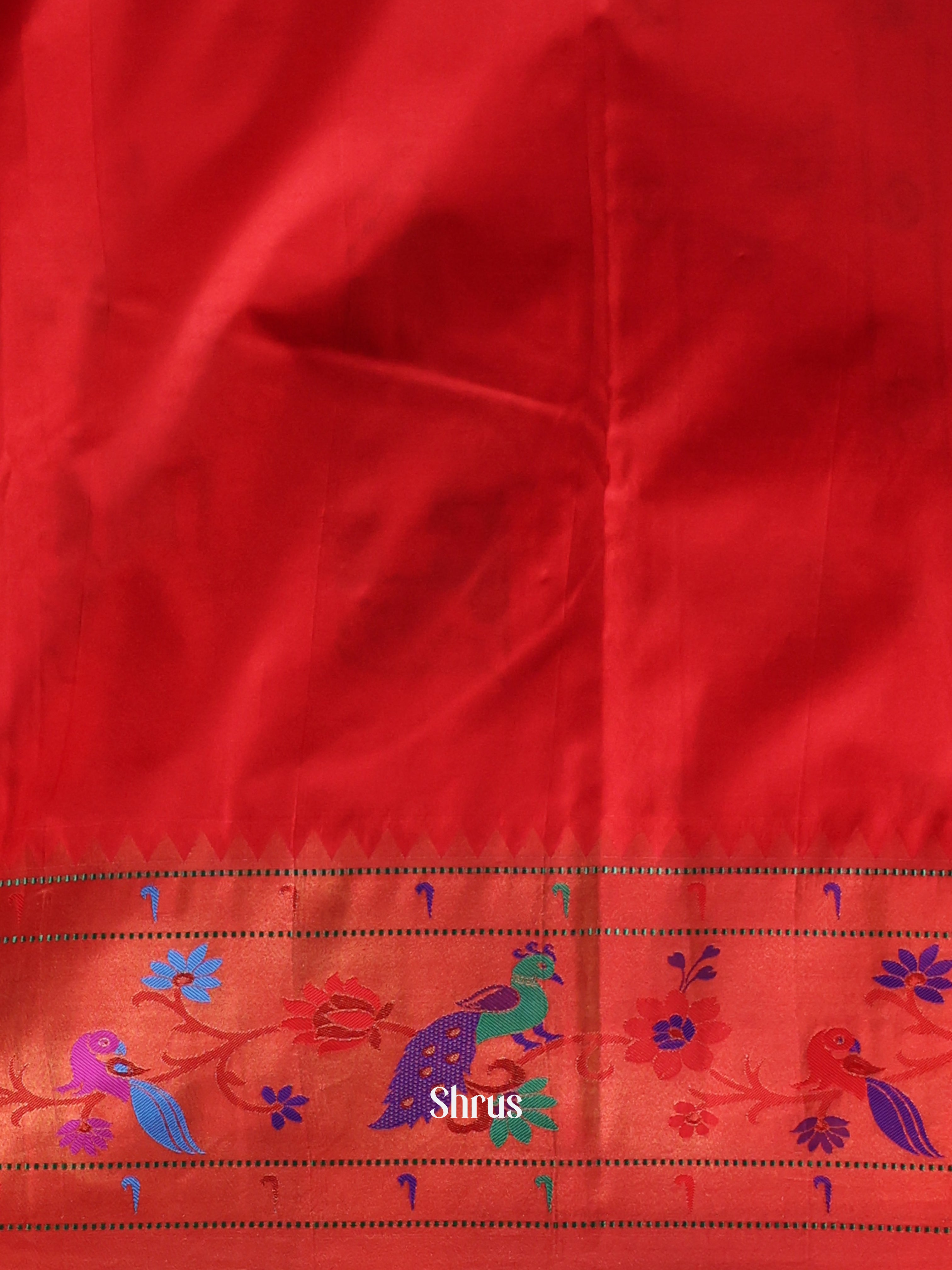 Blue & Red- Gadwal halfpure Saree - Shop on Shrus.com