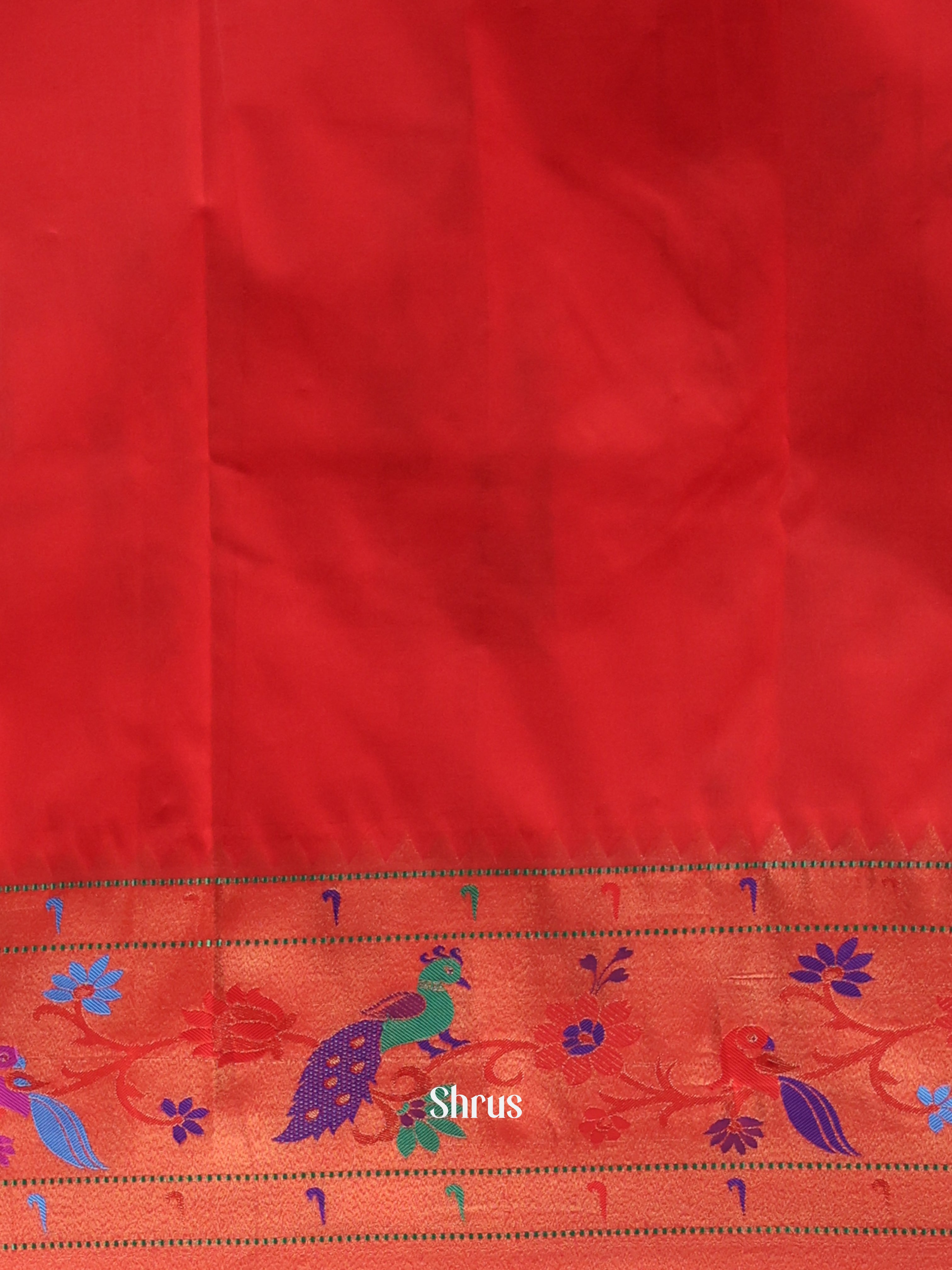 Cream & Red- Gadwal halfpure - Shop on Shrus.com