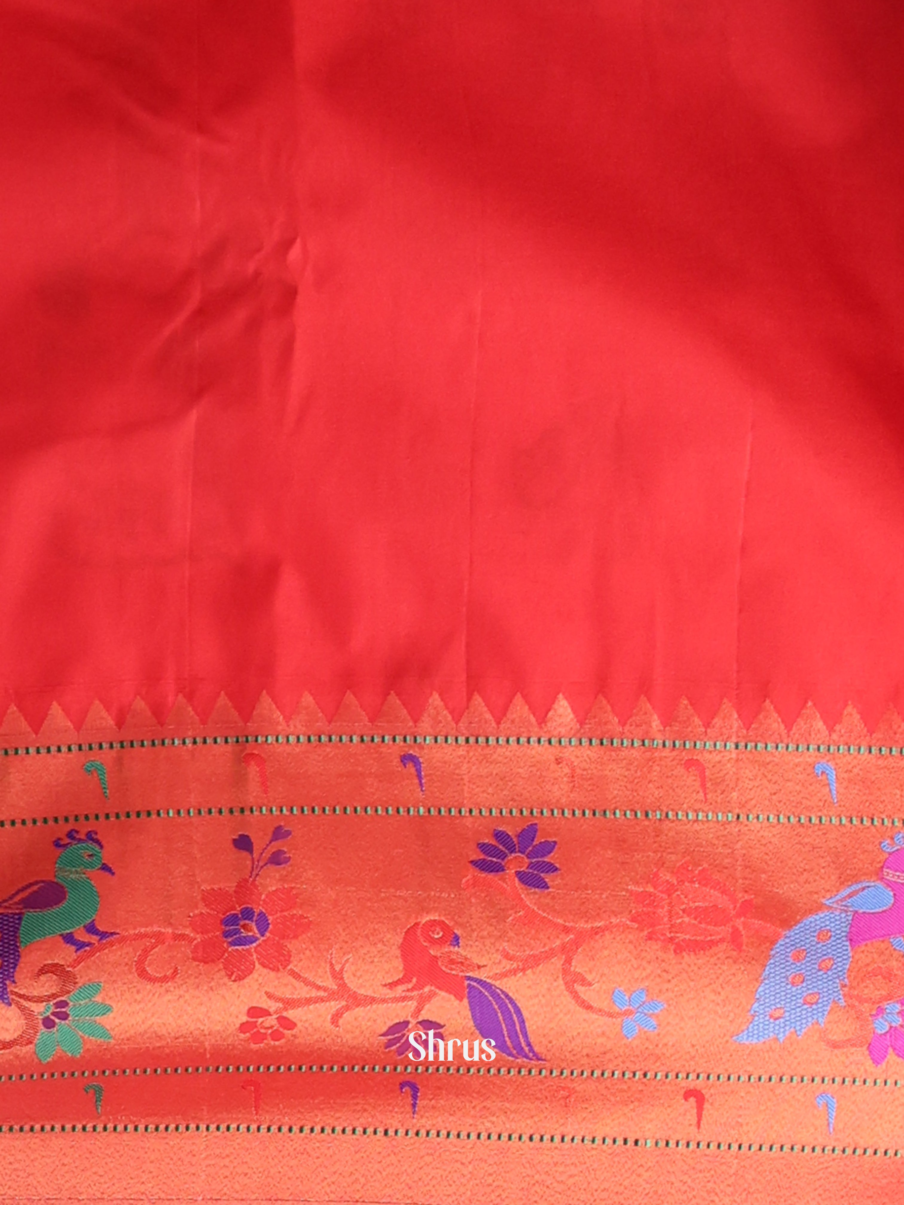 Blue & Red - Gadwal halfpure Saree - Shop on Shrus.com