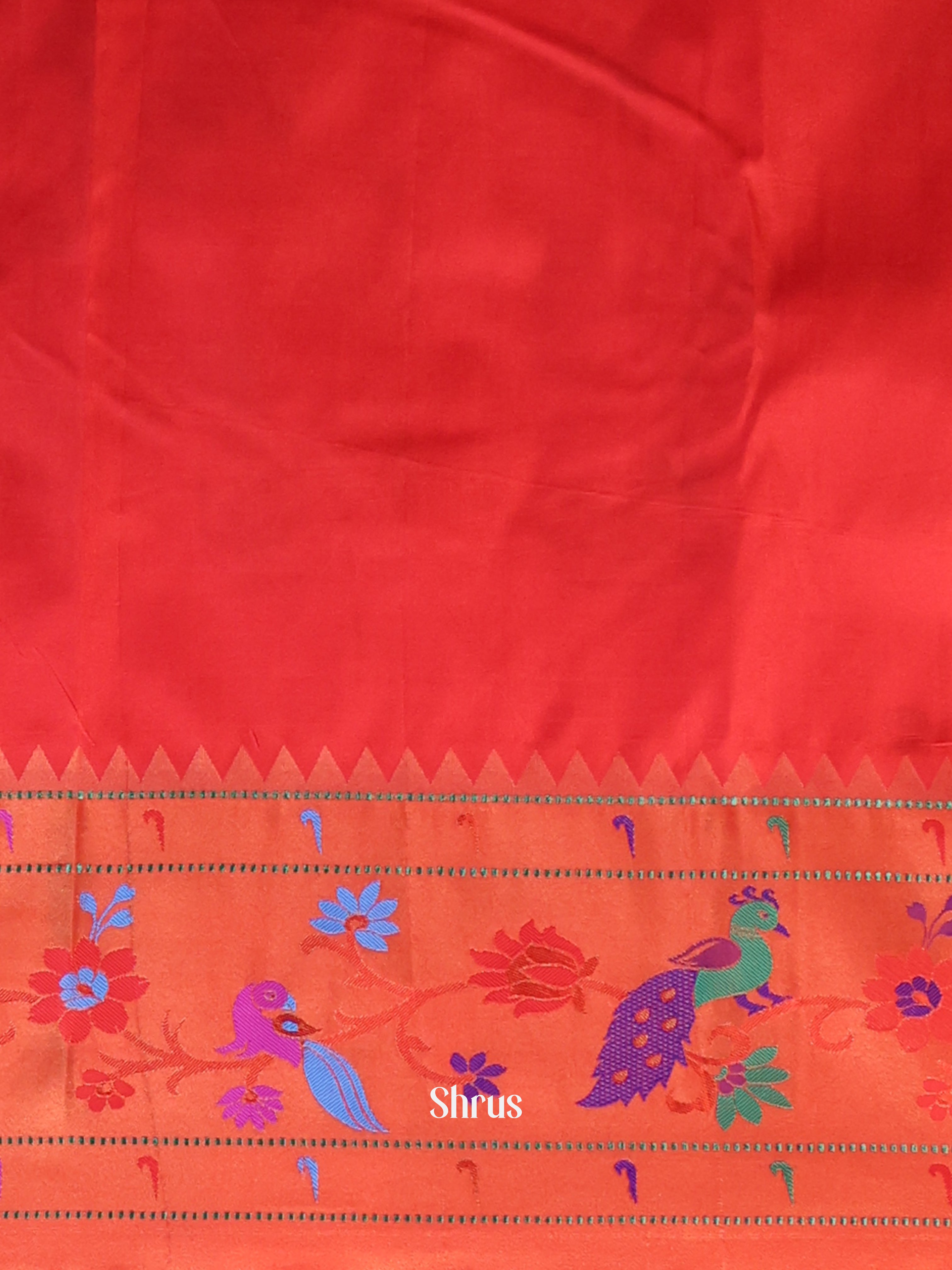 Green & Red - Gadwal halfpure Saree - Shop on Shrus.com