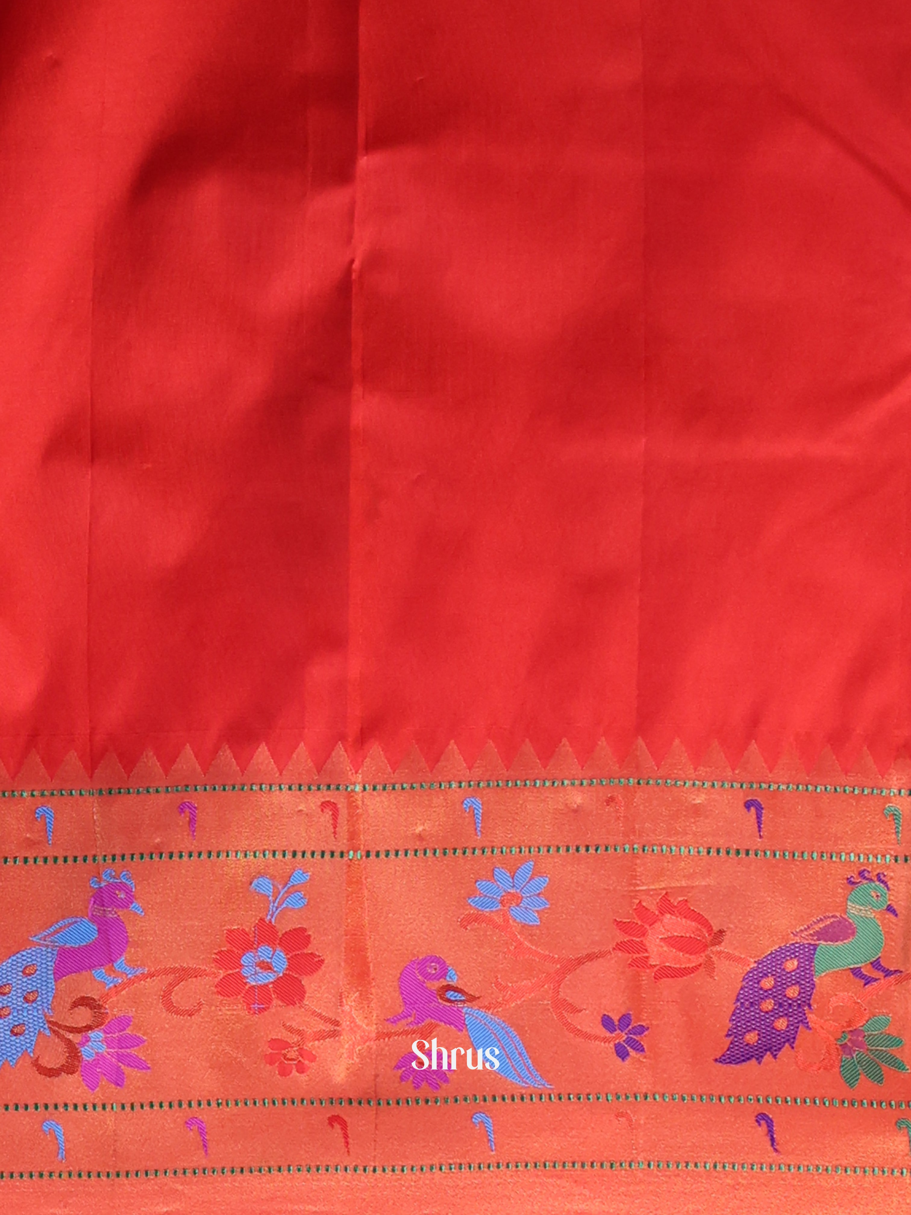Green & Red - Gadwal halfpure Saree - Shop on Shrus.com