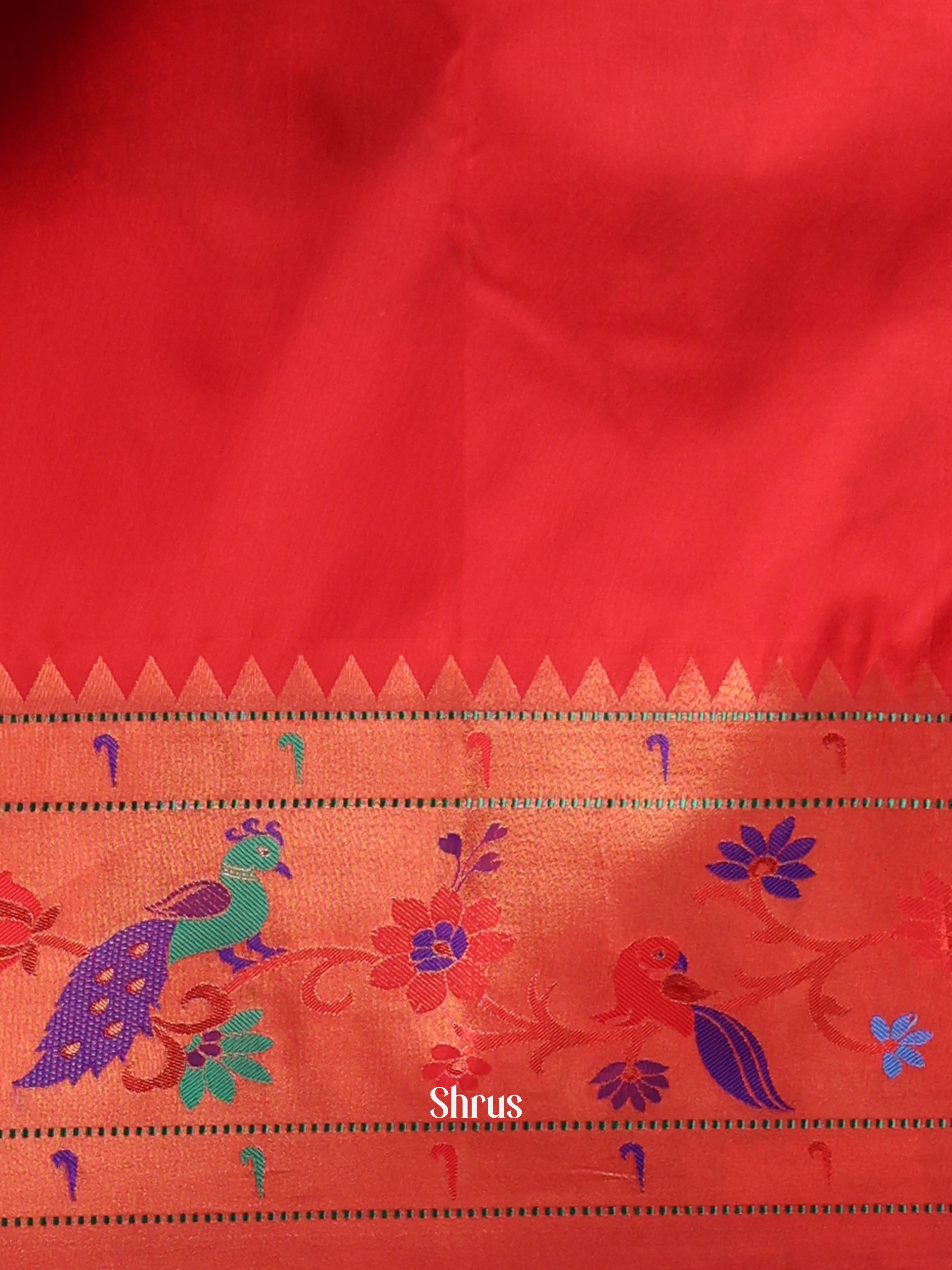 Violet & Red- Gadwal halfpure Saree - Shop on Shrus.com