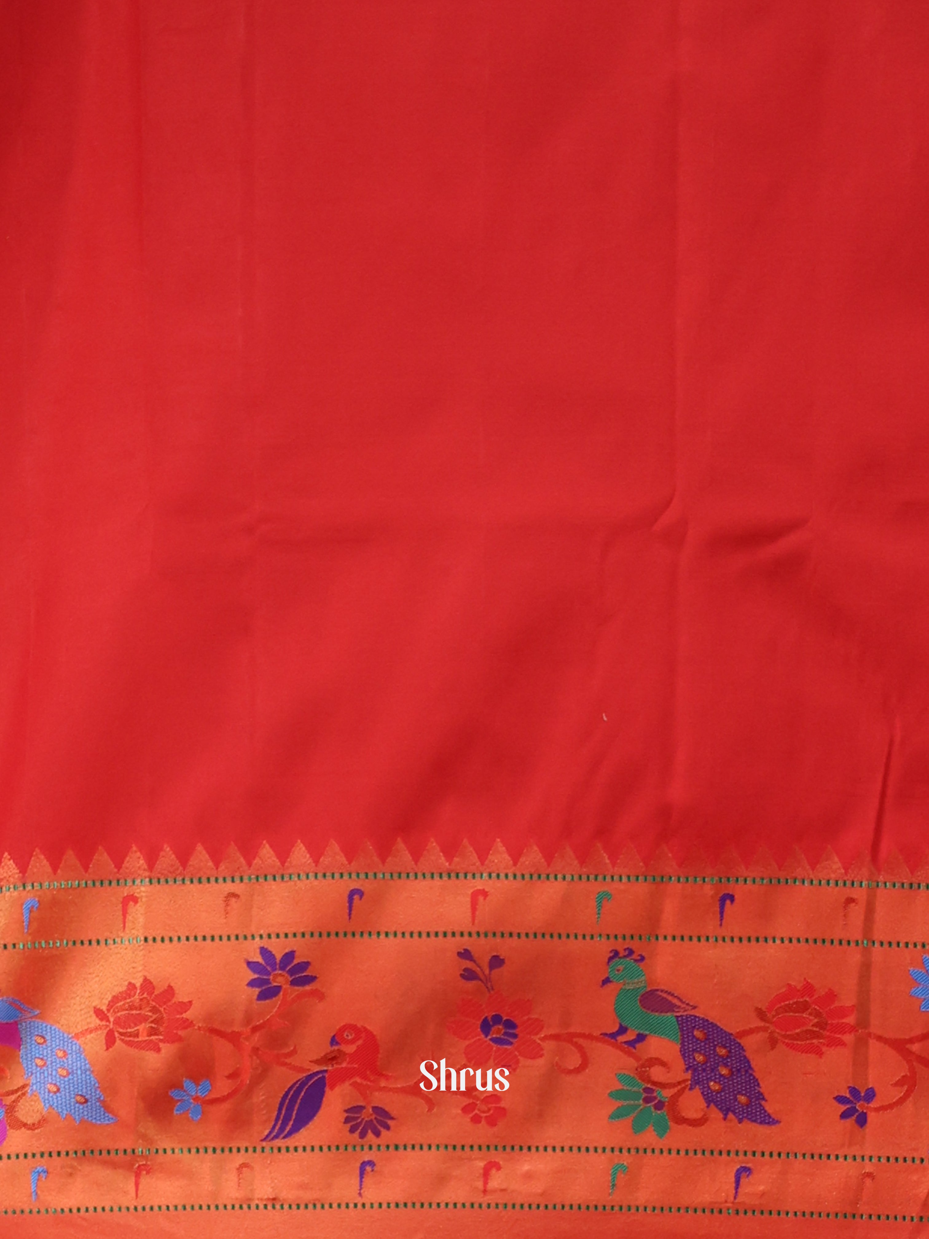 Blue & Red - Gadwal halfpure Saree - Shop on Shrus.com