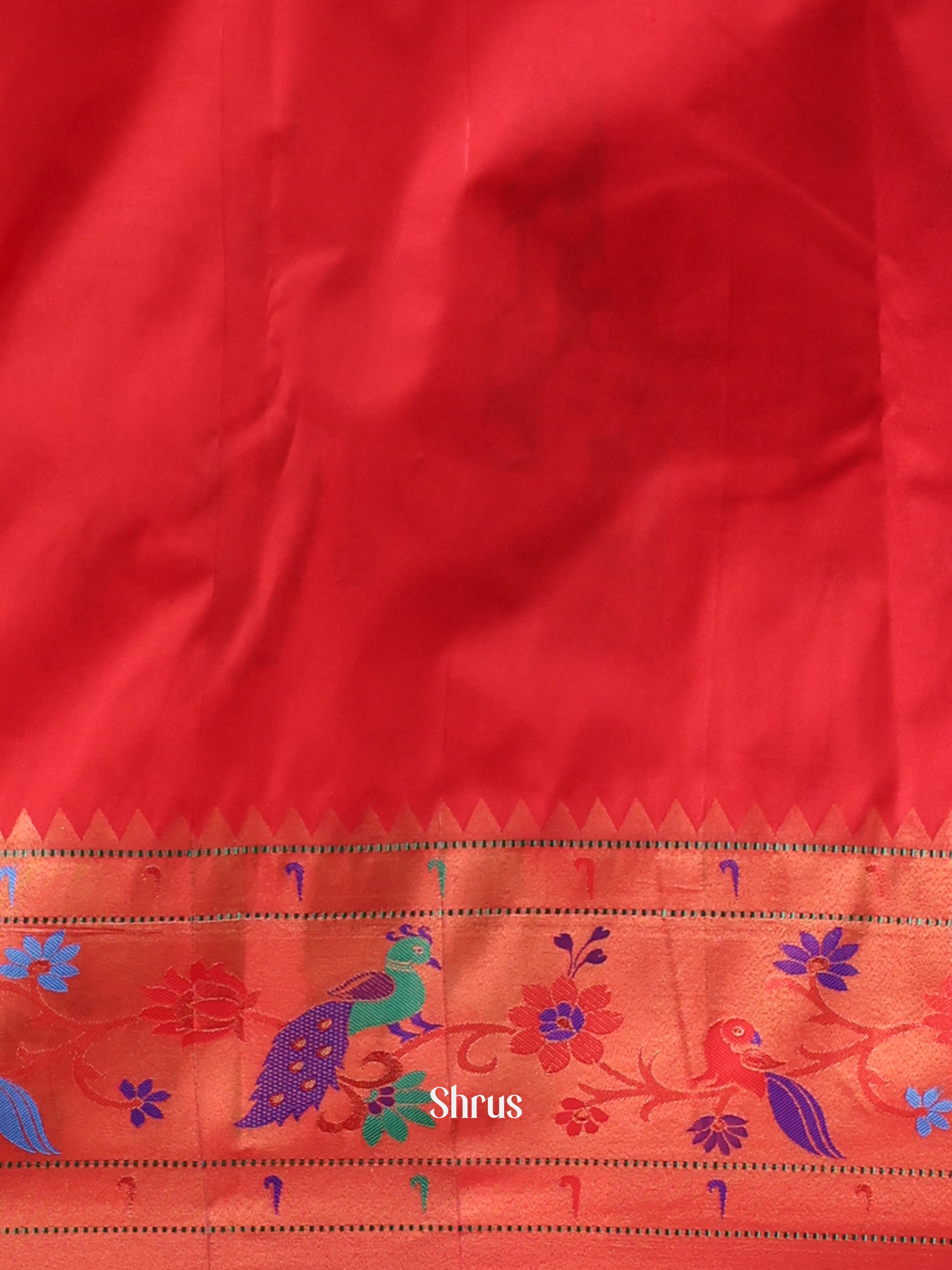 Blue & Red- Gadwal halfpure Saree - Shop on Shrus.com
