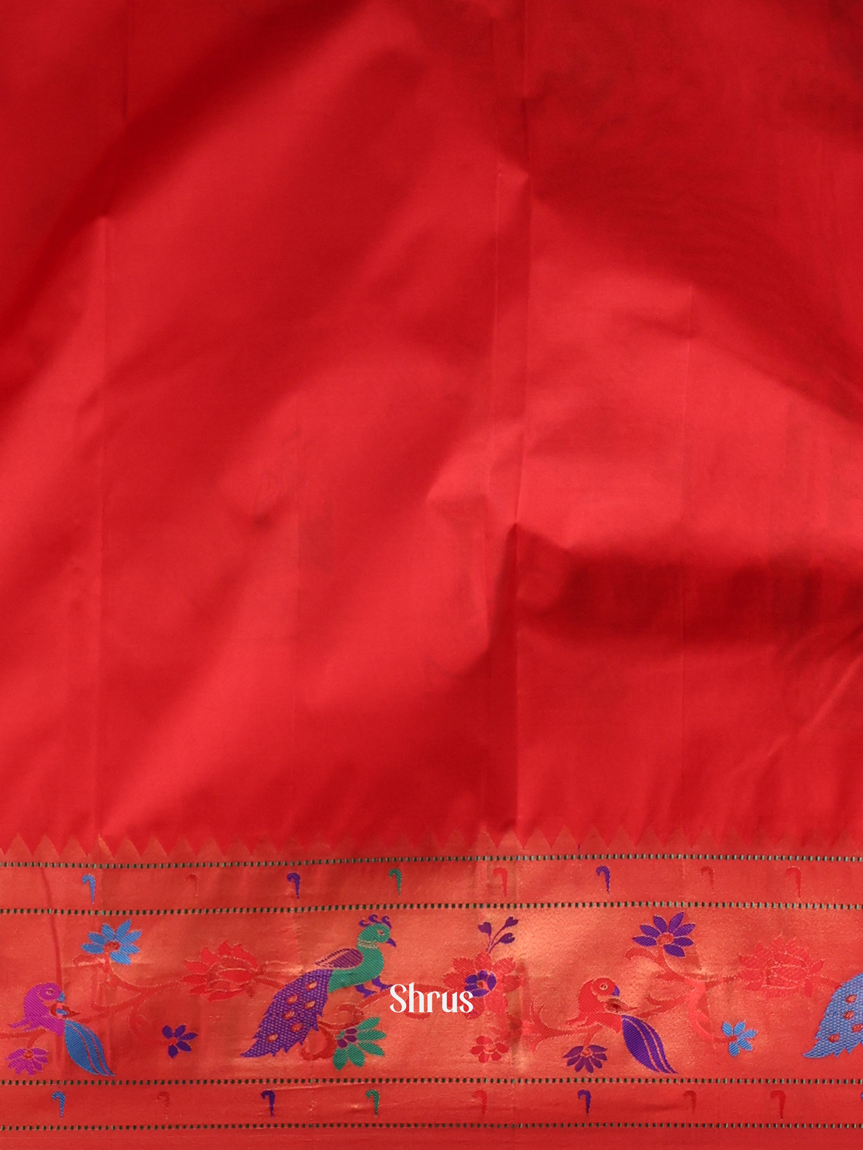 Dark Purple & Red- Gadwal halfpure Saree - Shop on Shrus.com