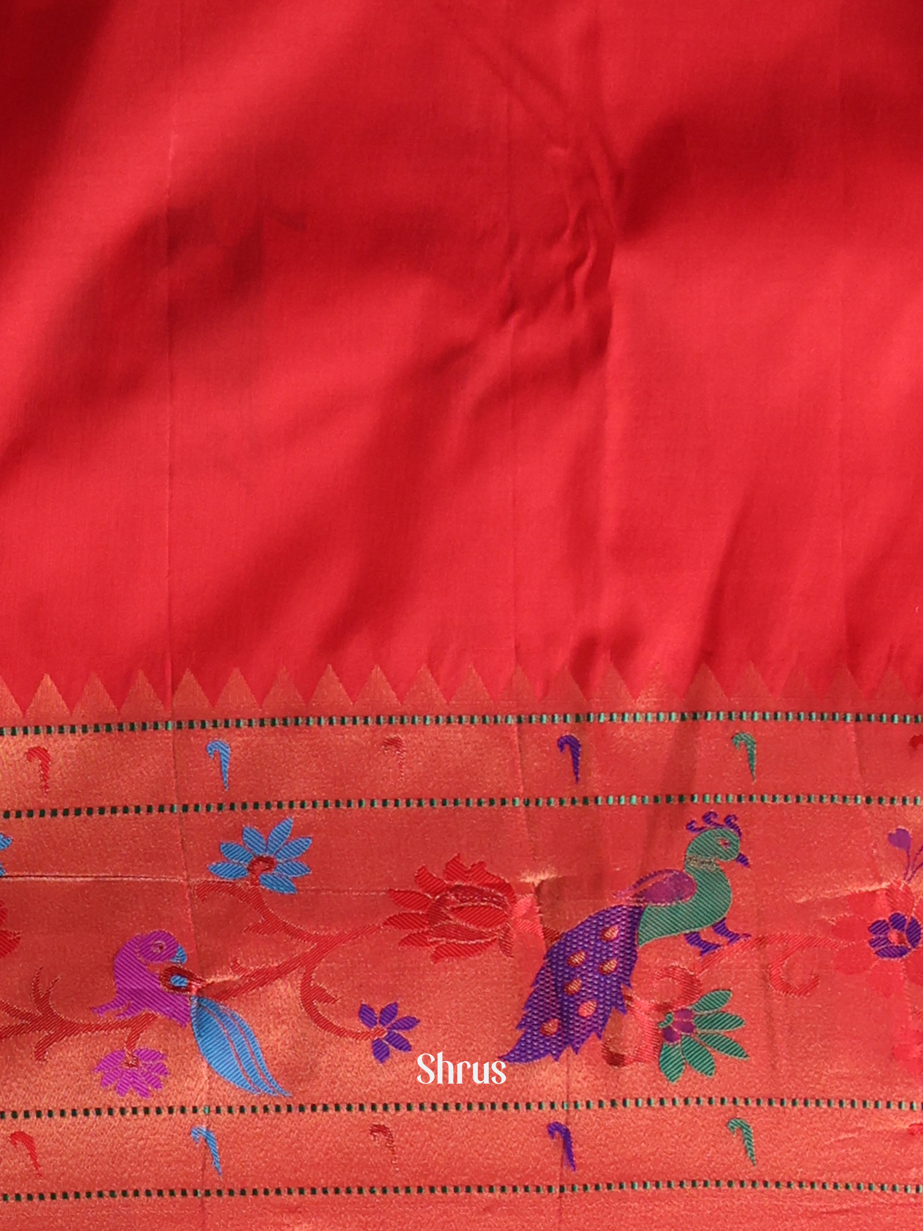 Green & Red - Gadwal halfpure Saree - Shop on Shrus.com