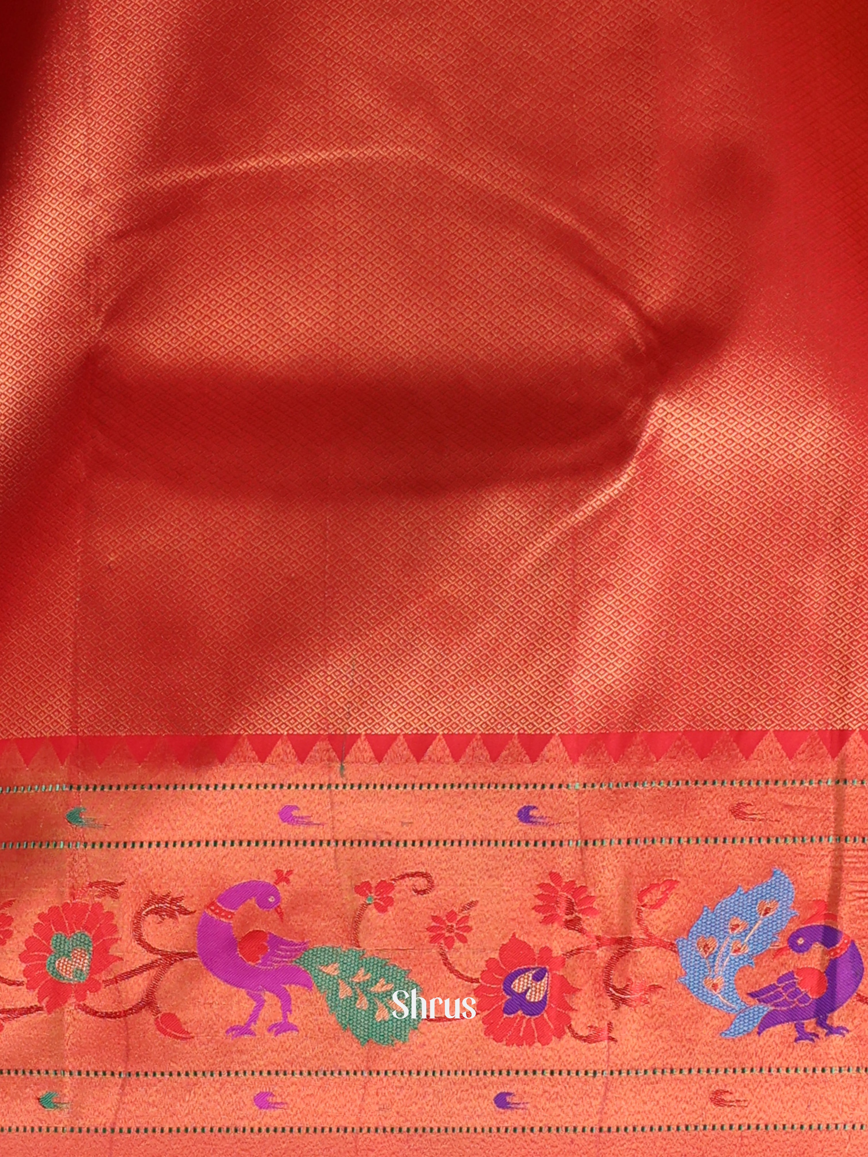 Yellow & Red- Gadwal halfpure Saree - Shop on Shrus.com