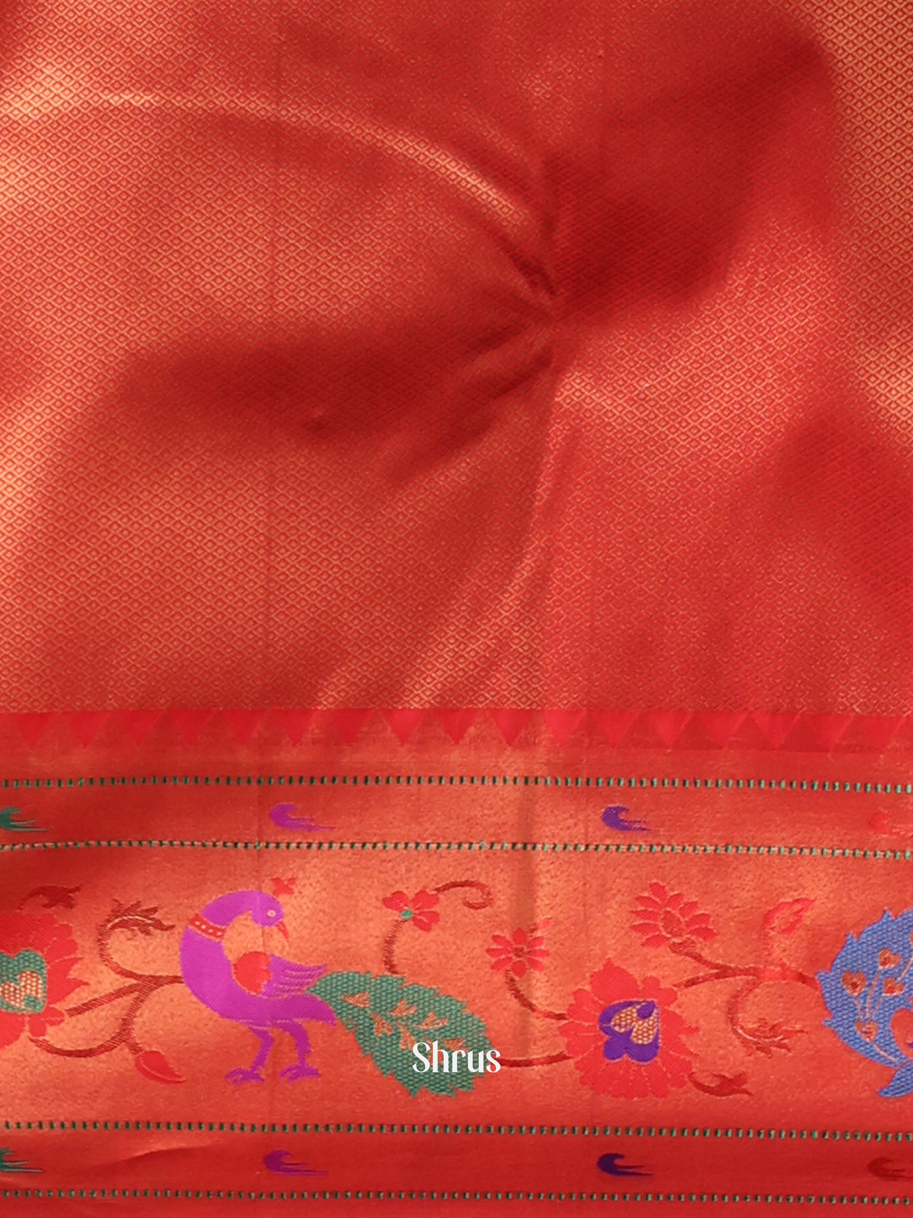 Green & Red - Gadwal halfpure Saree - Shop on Shrus.com