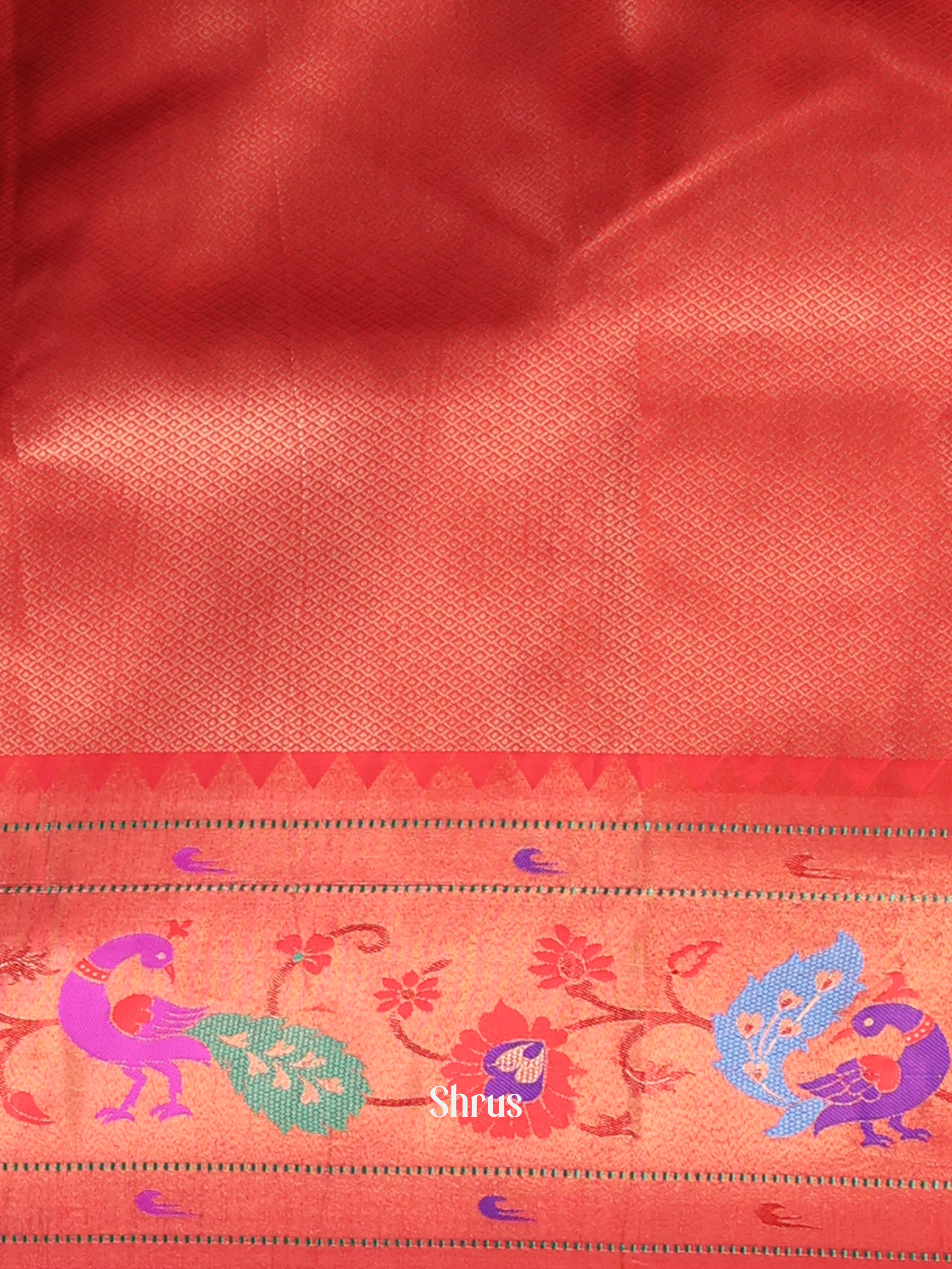 Blue & Red - Gadwal halfpure Saree - Shop on Shrus.com