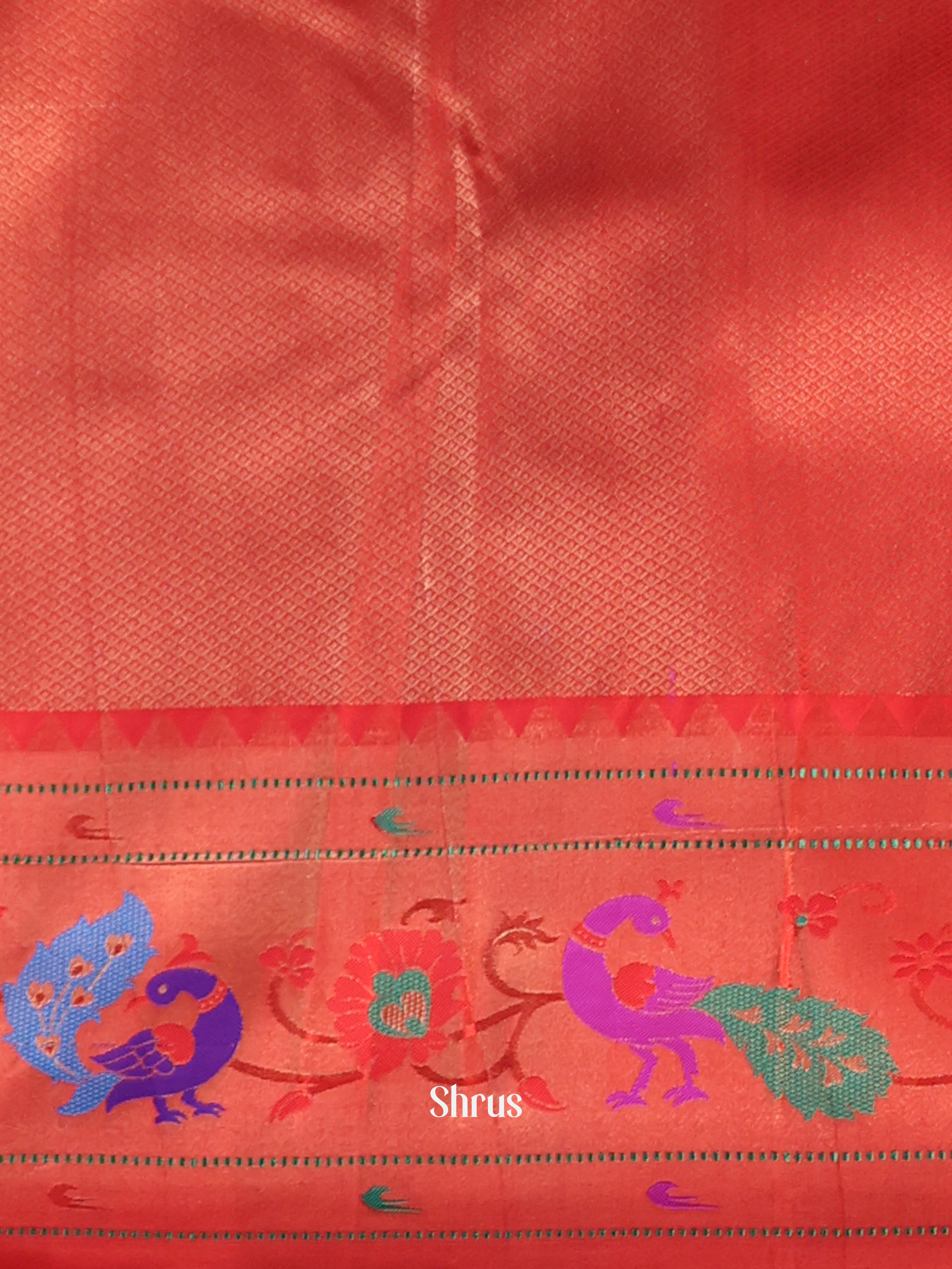 Violet & Red - Gadwal halfpure Saree - Shop on Shrus.com