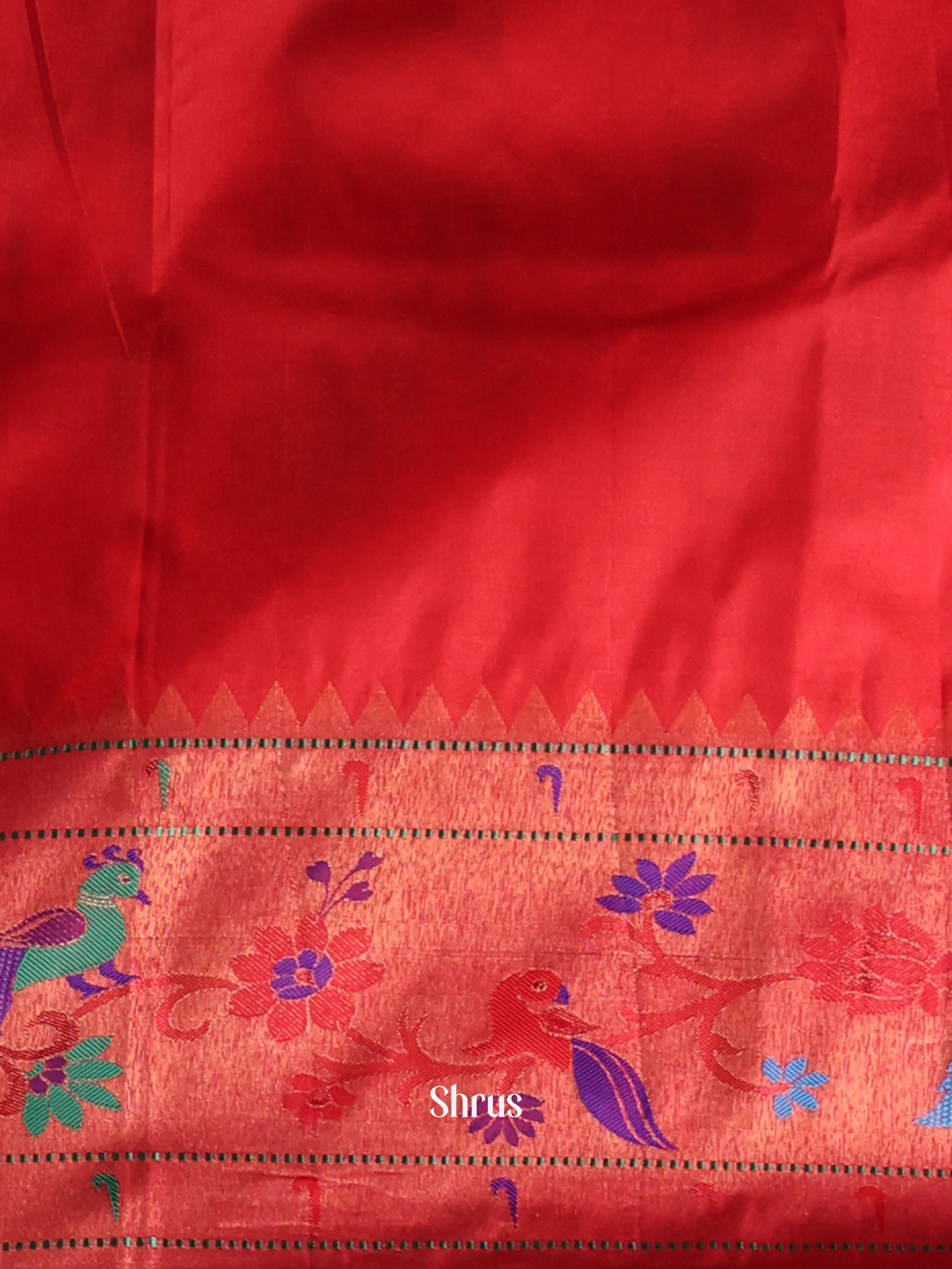 Blue & Red - Gadwal halfpure Saree - Shop on Shrus.com