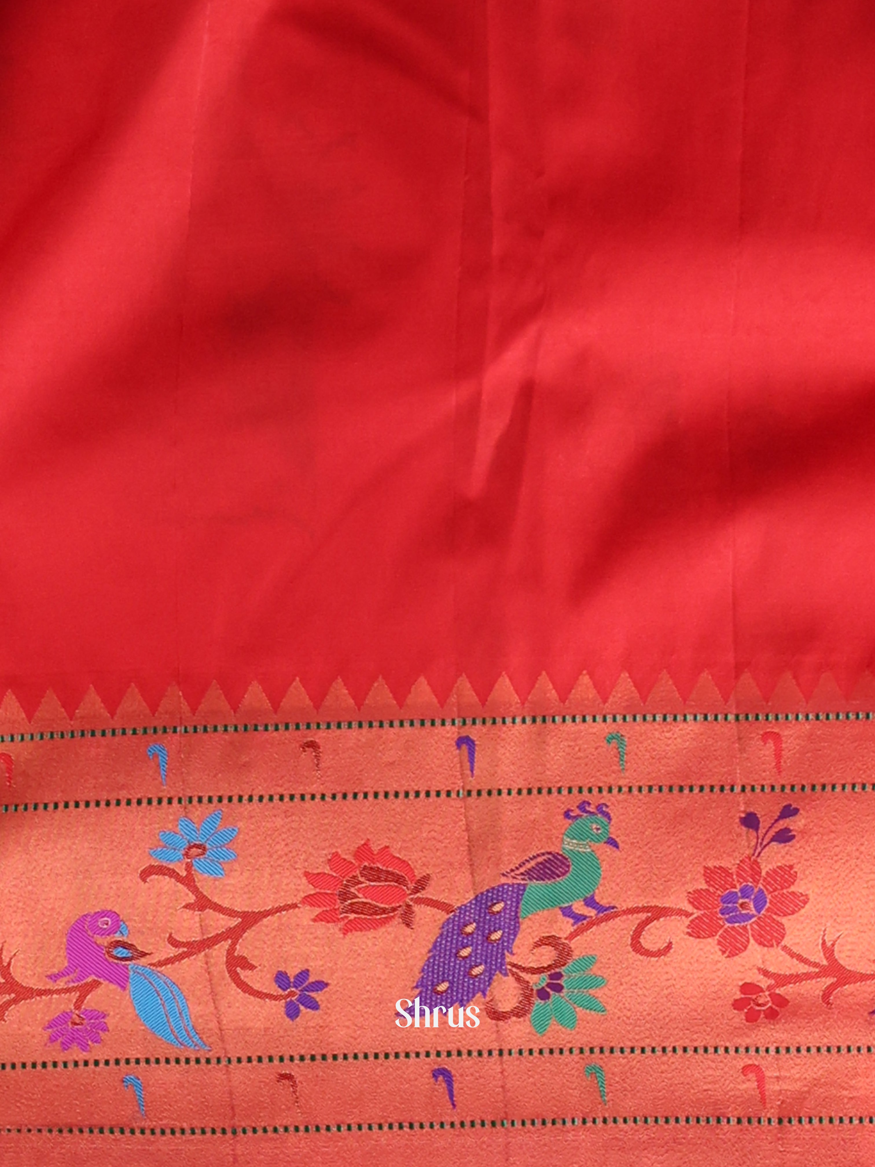 Blue & Red- Gadwal halfpure Saree - Shop on Shrus.com
