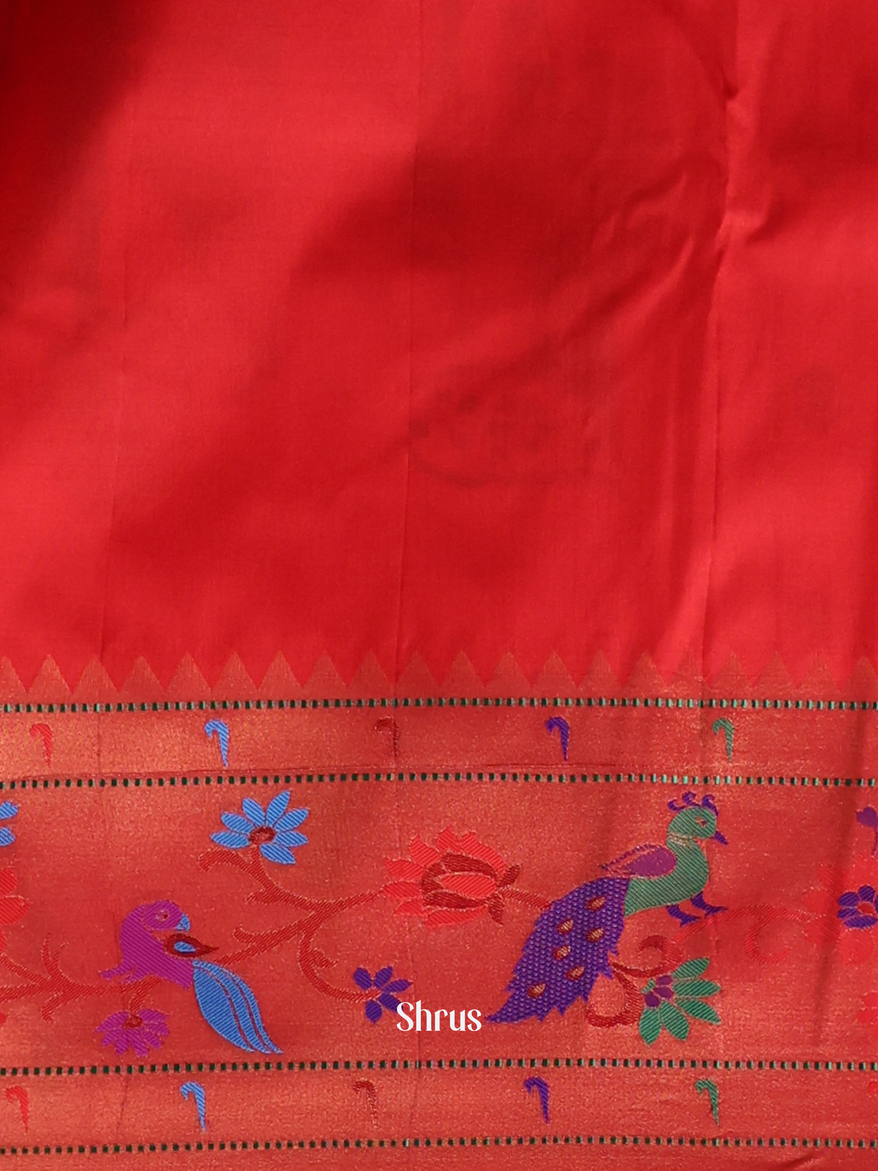 Yellow & Red - Gadwal halfpure Saree - Shop on Shrus.com
