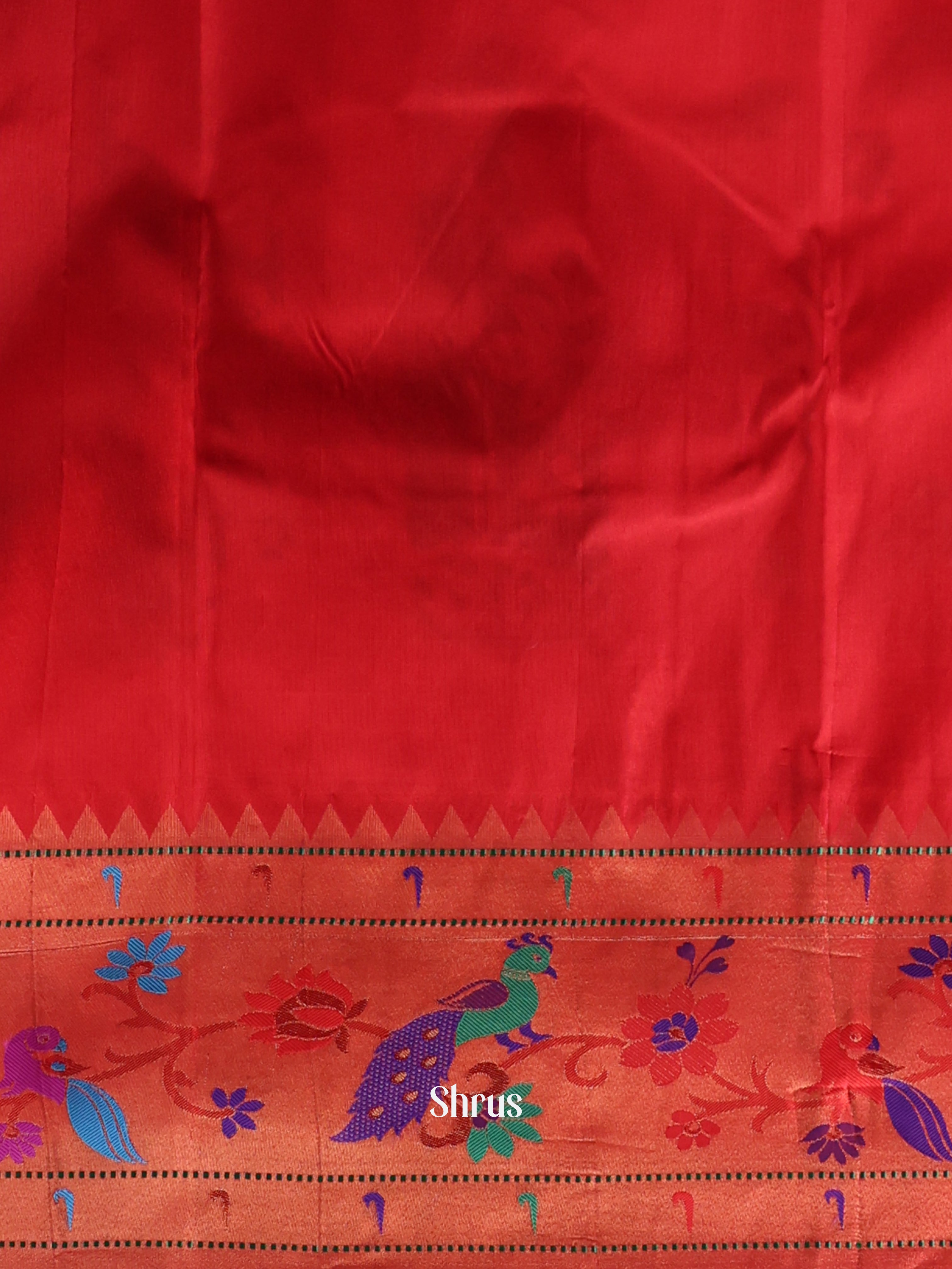 pista Green & Red - Gadwal halfpure Saree - Shop on Shrus.com
