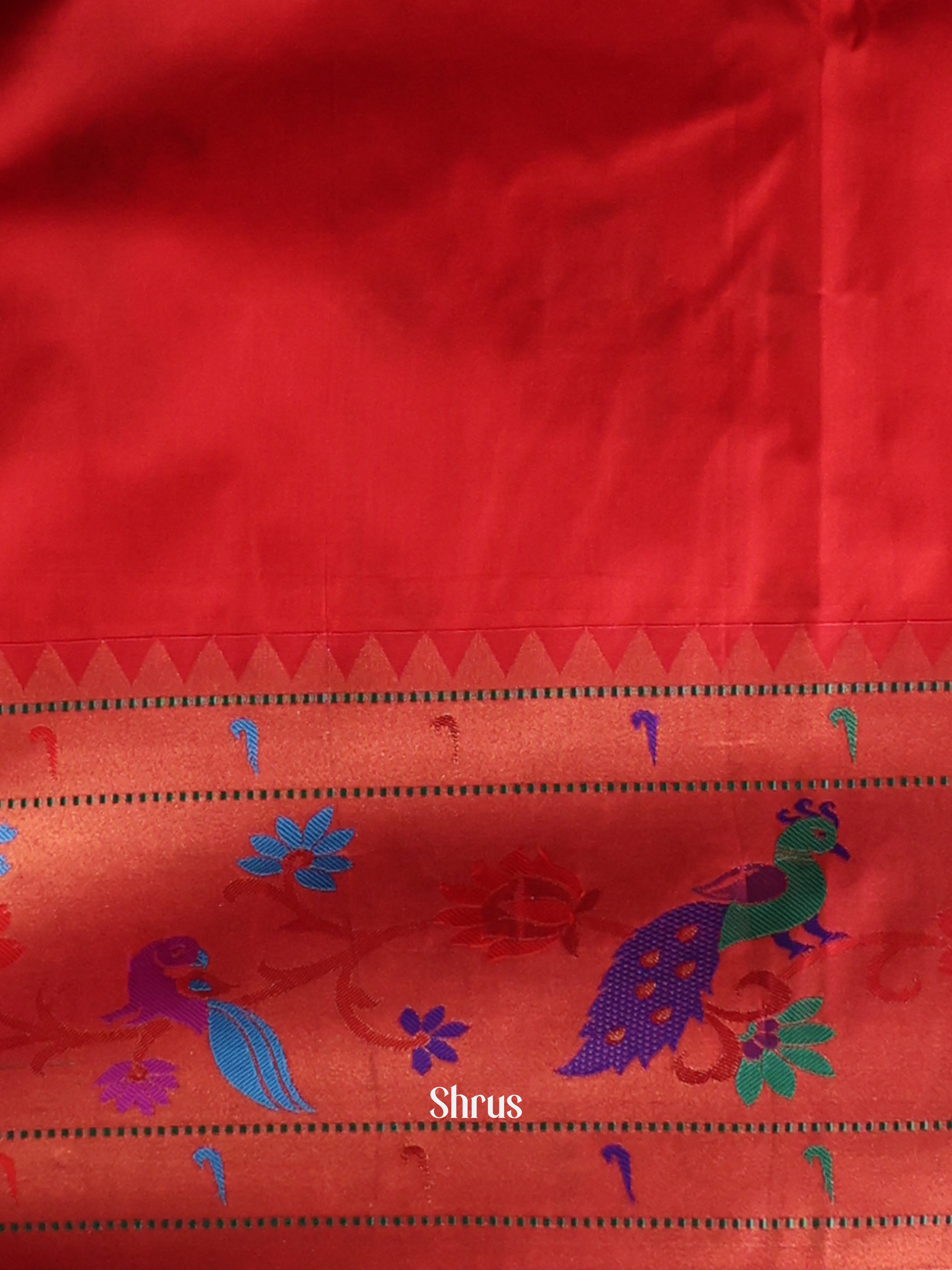 VioleT & Red - Gadwal halfpure Saree - Shop on Shrus.com