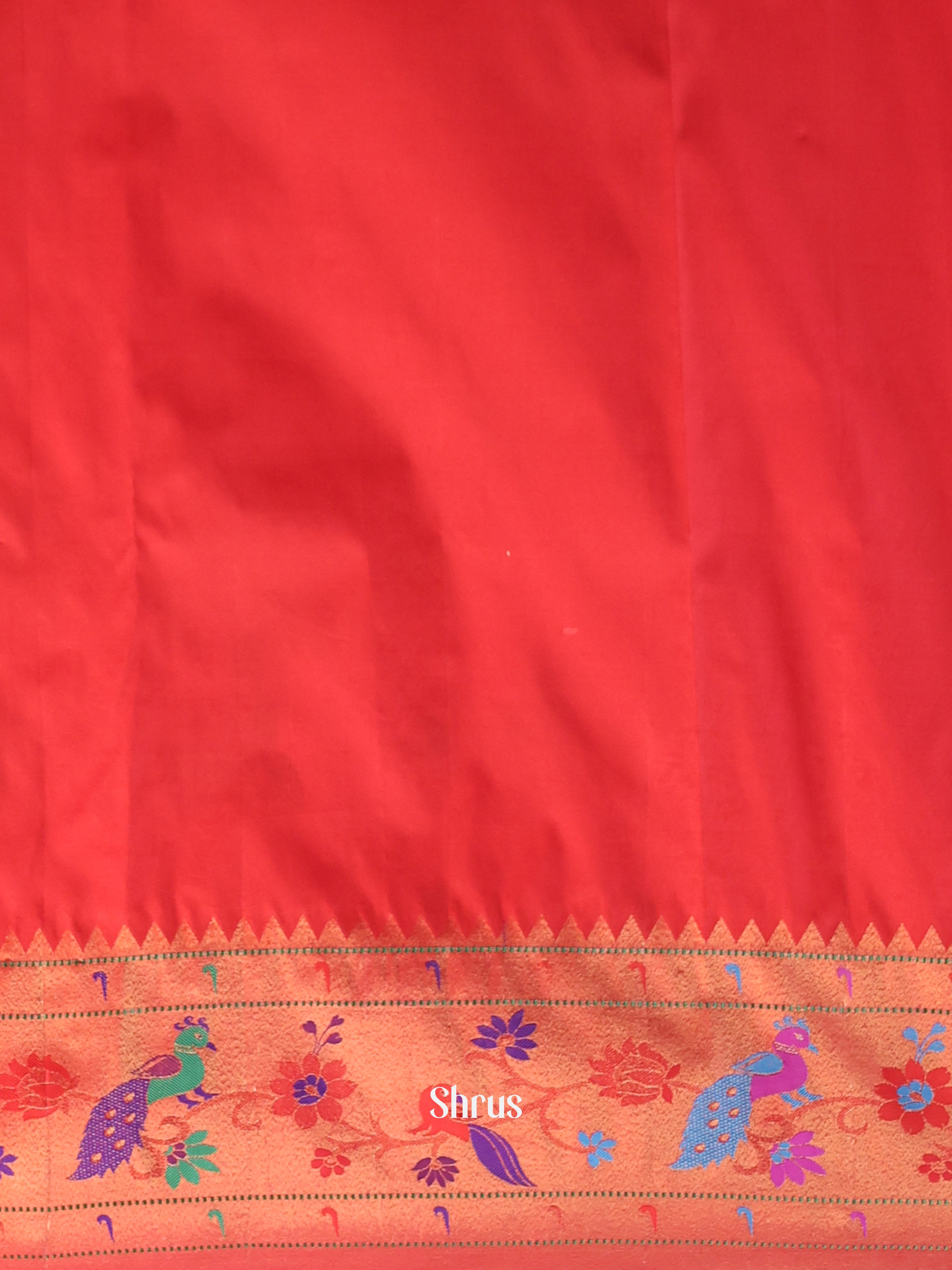 Green & Red - Gadwal halfpure Saree - Shop on Shrus.com