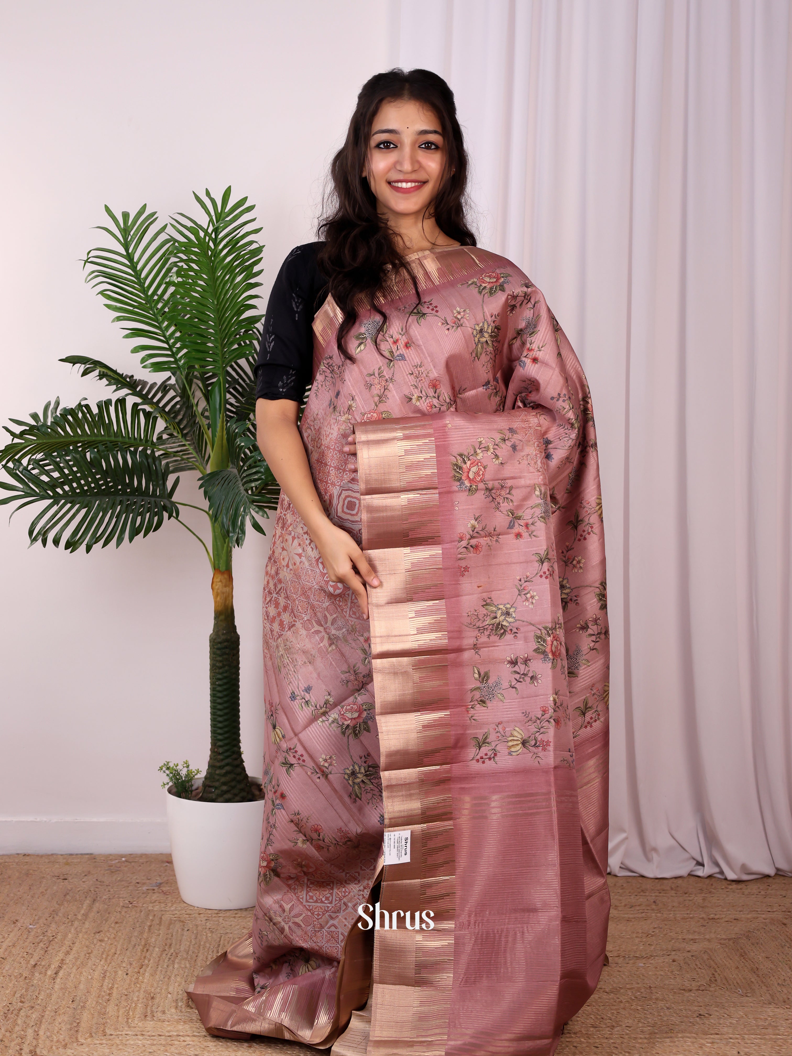 Purple - Semi Tussar Saree - Shop on Shrus.com