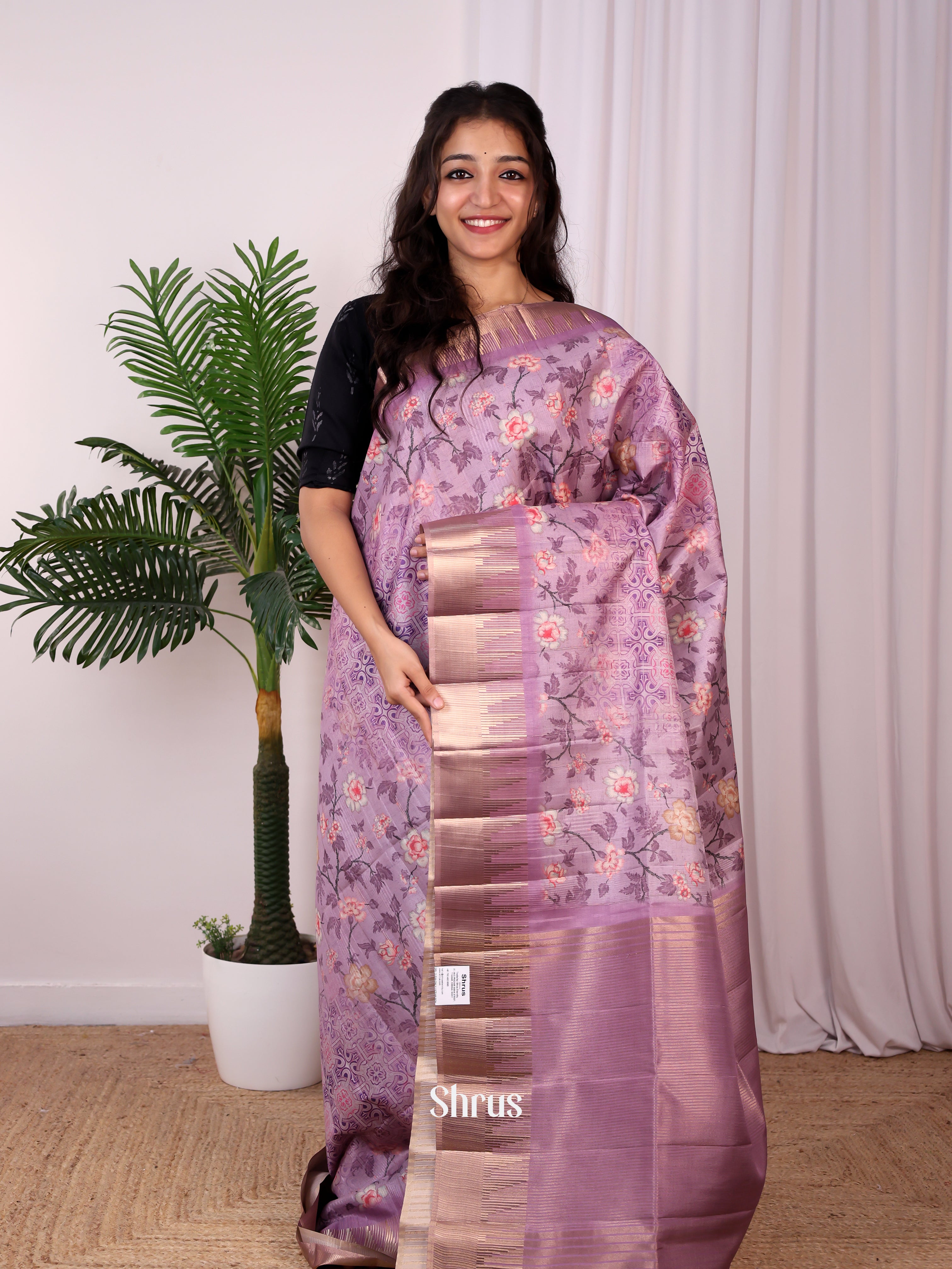 Purple - Semi Tussar Saree - Shop on Shrus.com
