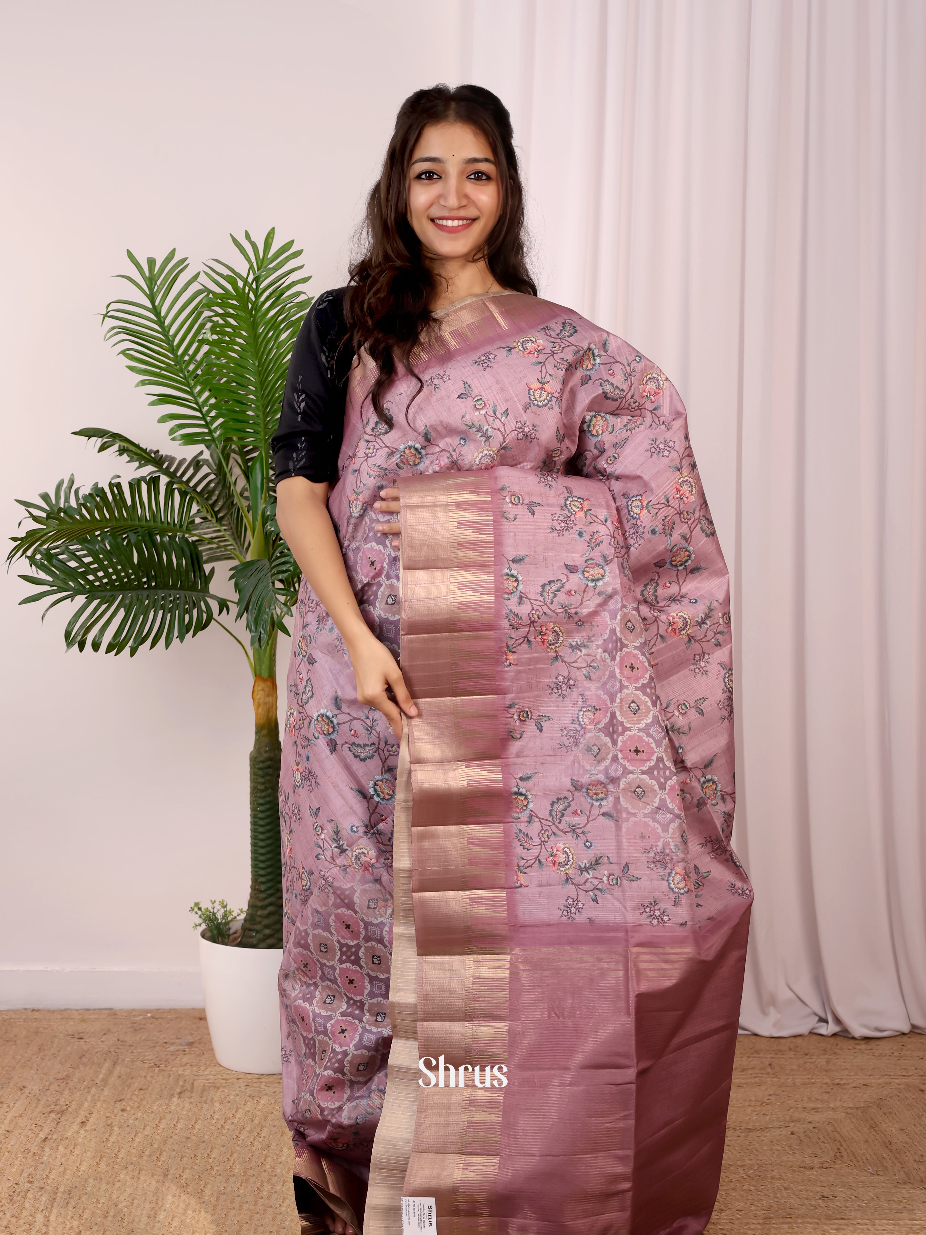 Purple - Semi Tussar Saree - Shop on Shrus.com