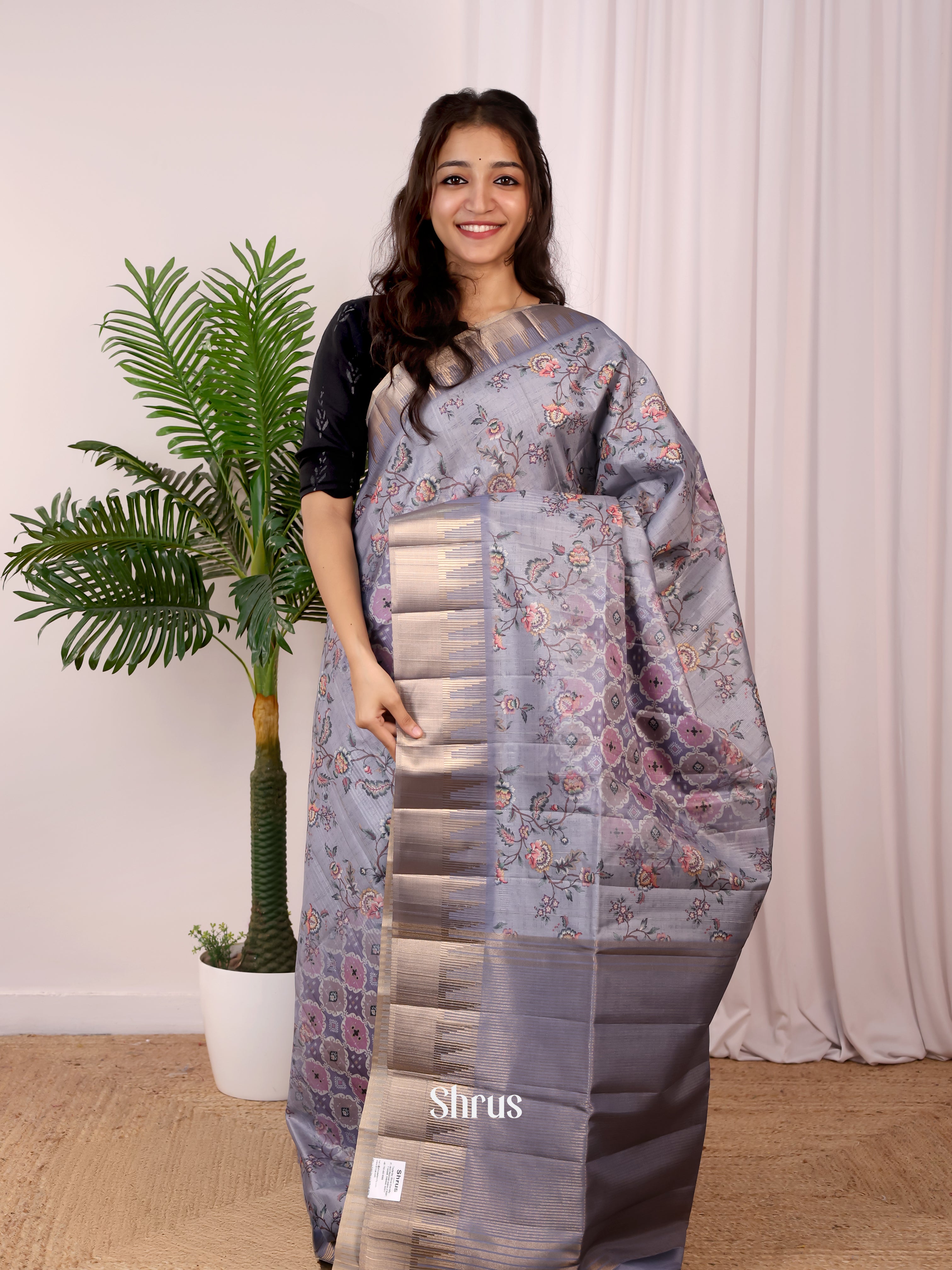 Purple - Semi Tussar Saree - Shop on Shrus.com