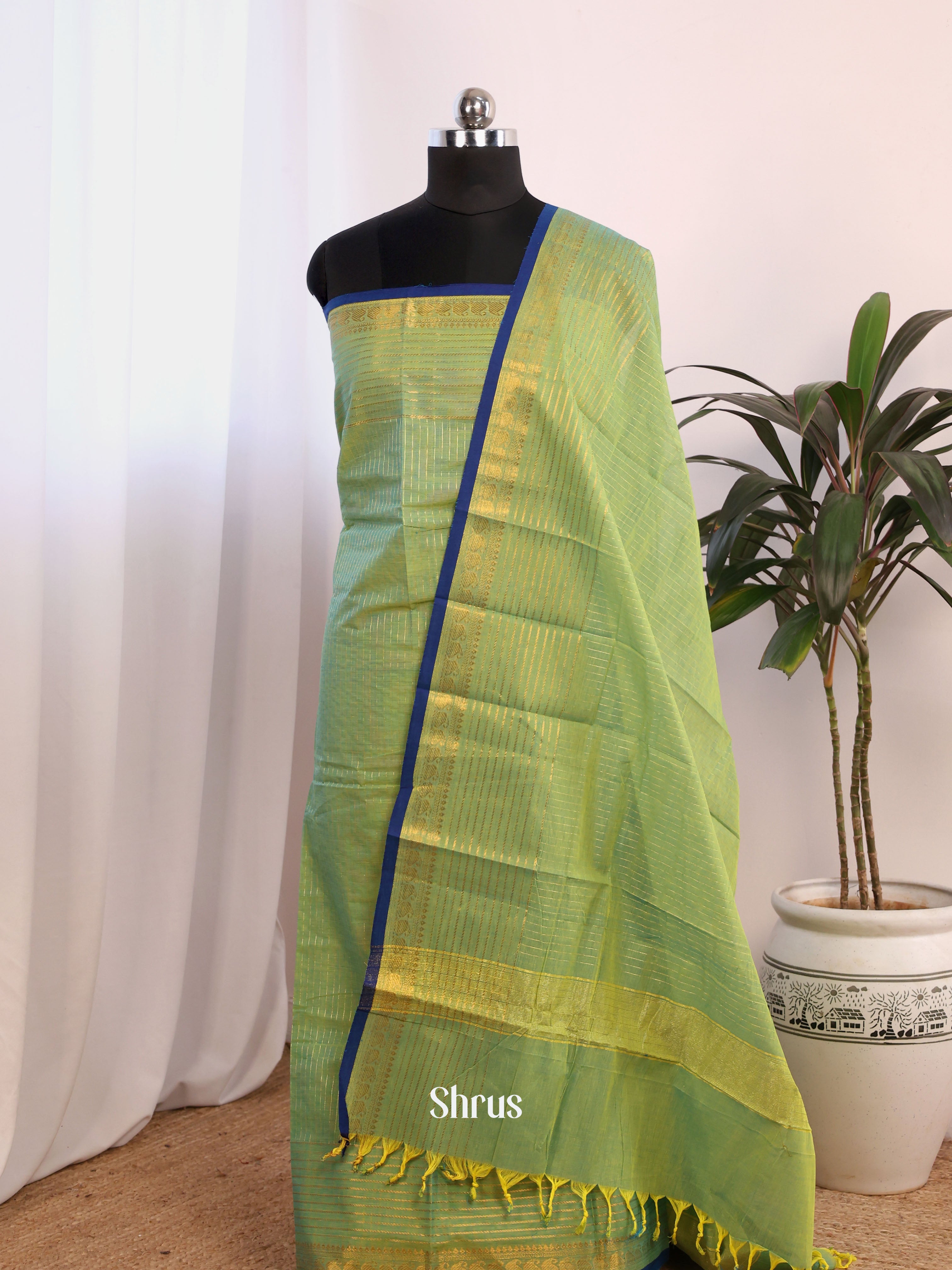 Green - chettinad top & dupatta combo - Shop on Shrus.com