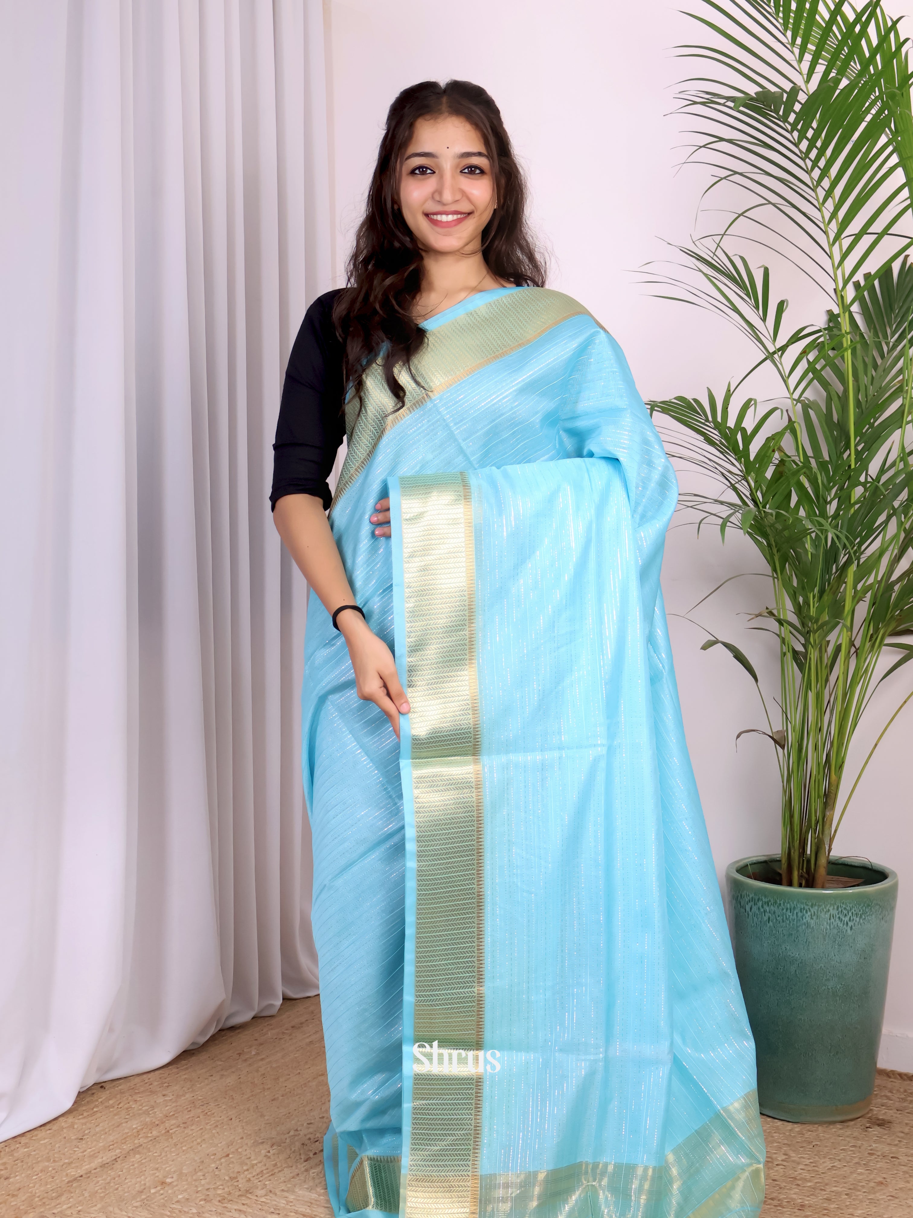 Blue - Champa semitussar Saree - Shop on Shrus.com