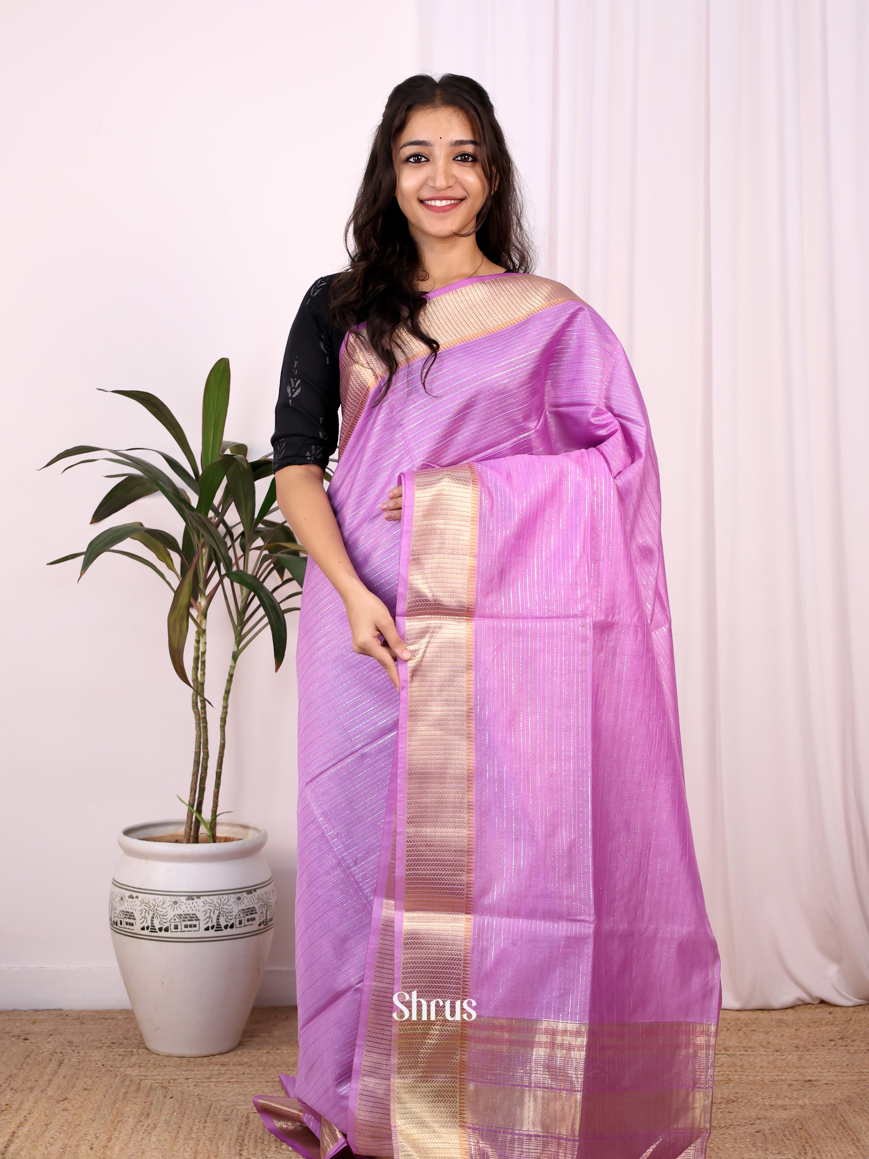Purple - Champa semitussar Saree - Shop on Shrus.com