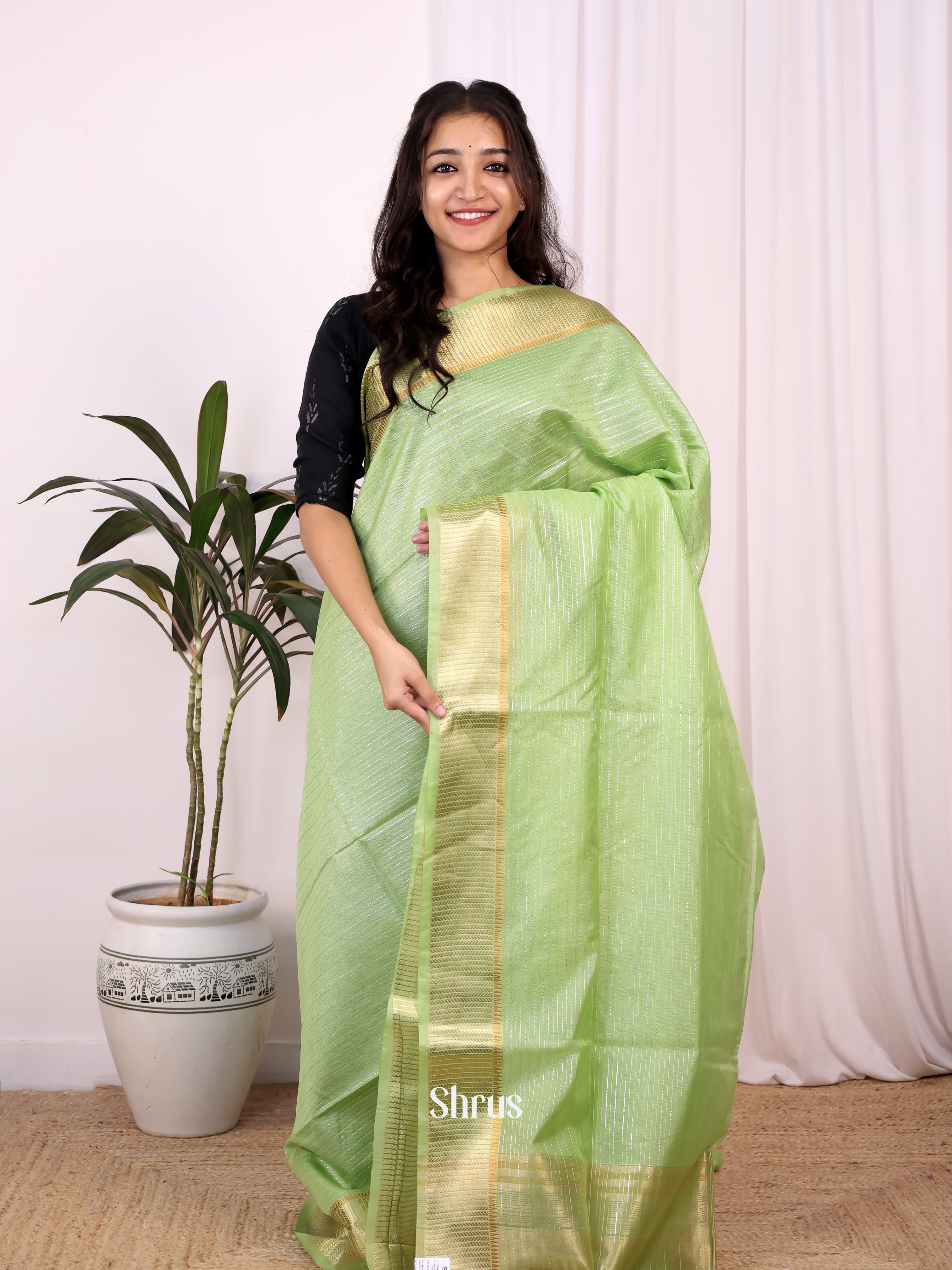 Green - Champa semitussar Saree - Shop on Shrus.com