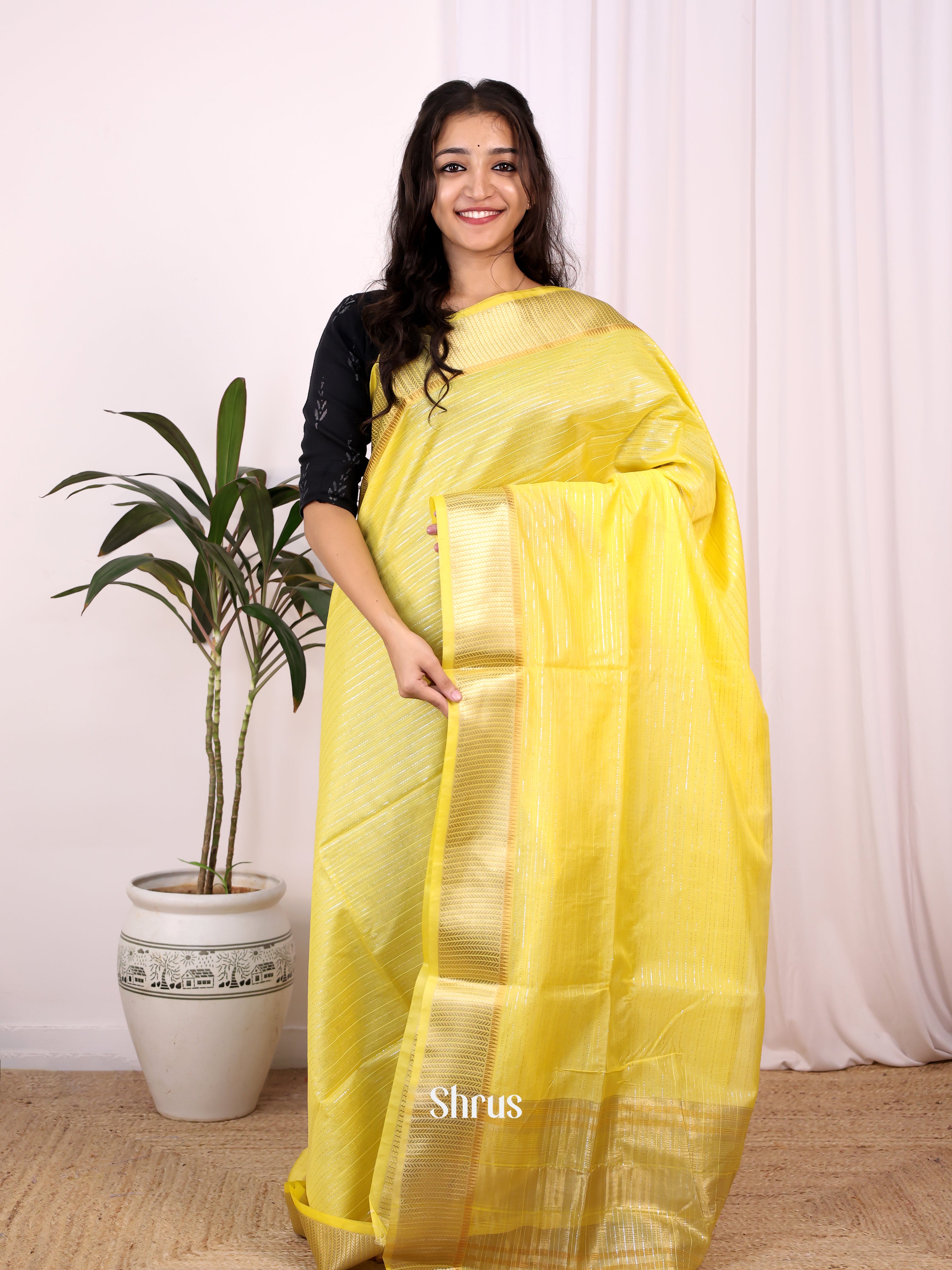 Yellow - Champa semitussar Saree - Shop on Shrus.com