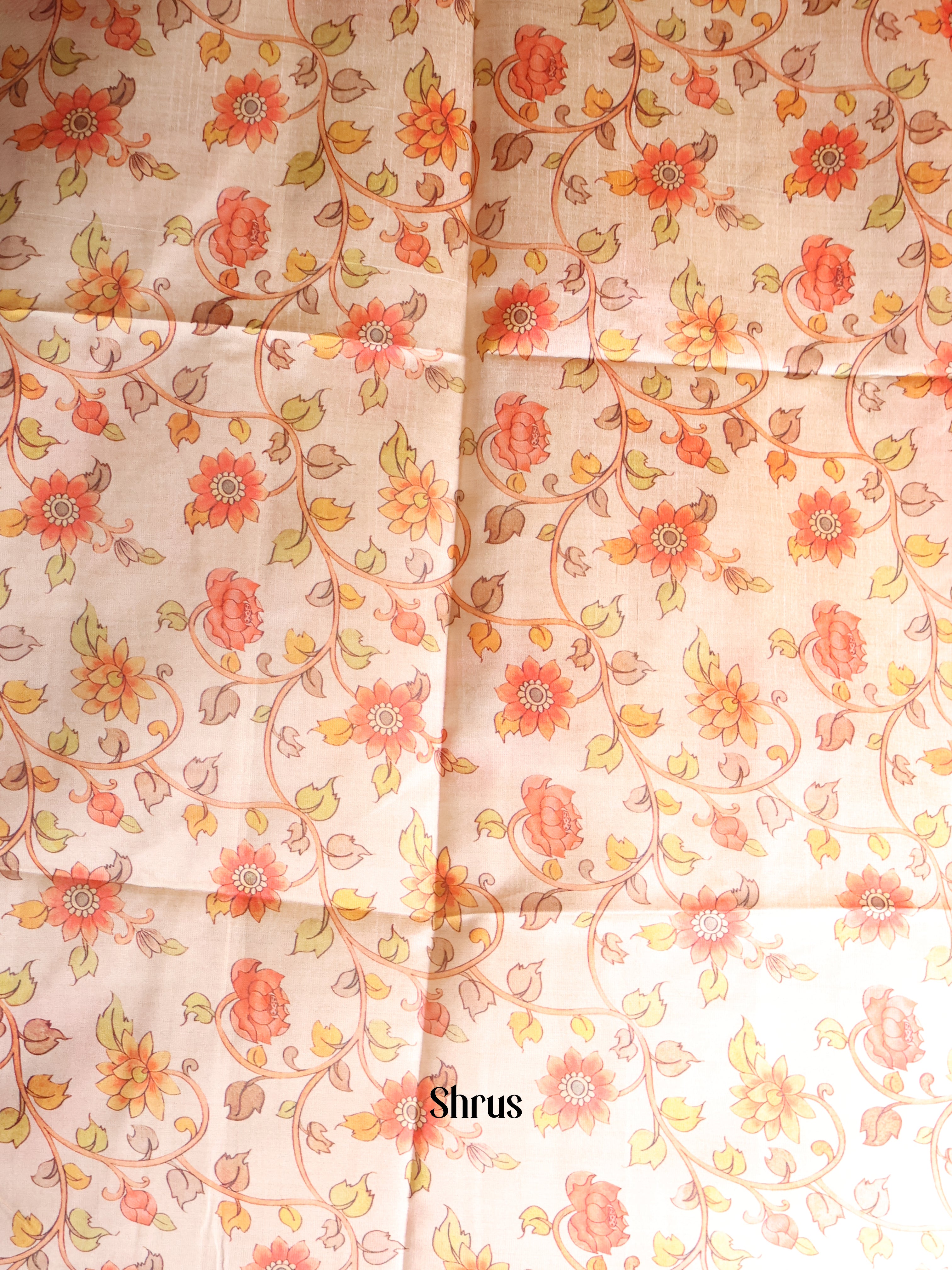 red & cream- Champa semitussar Saree - Shop on Shrus.com