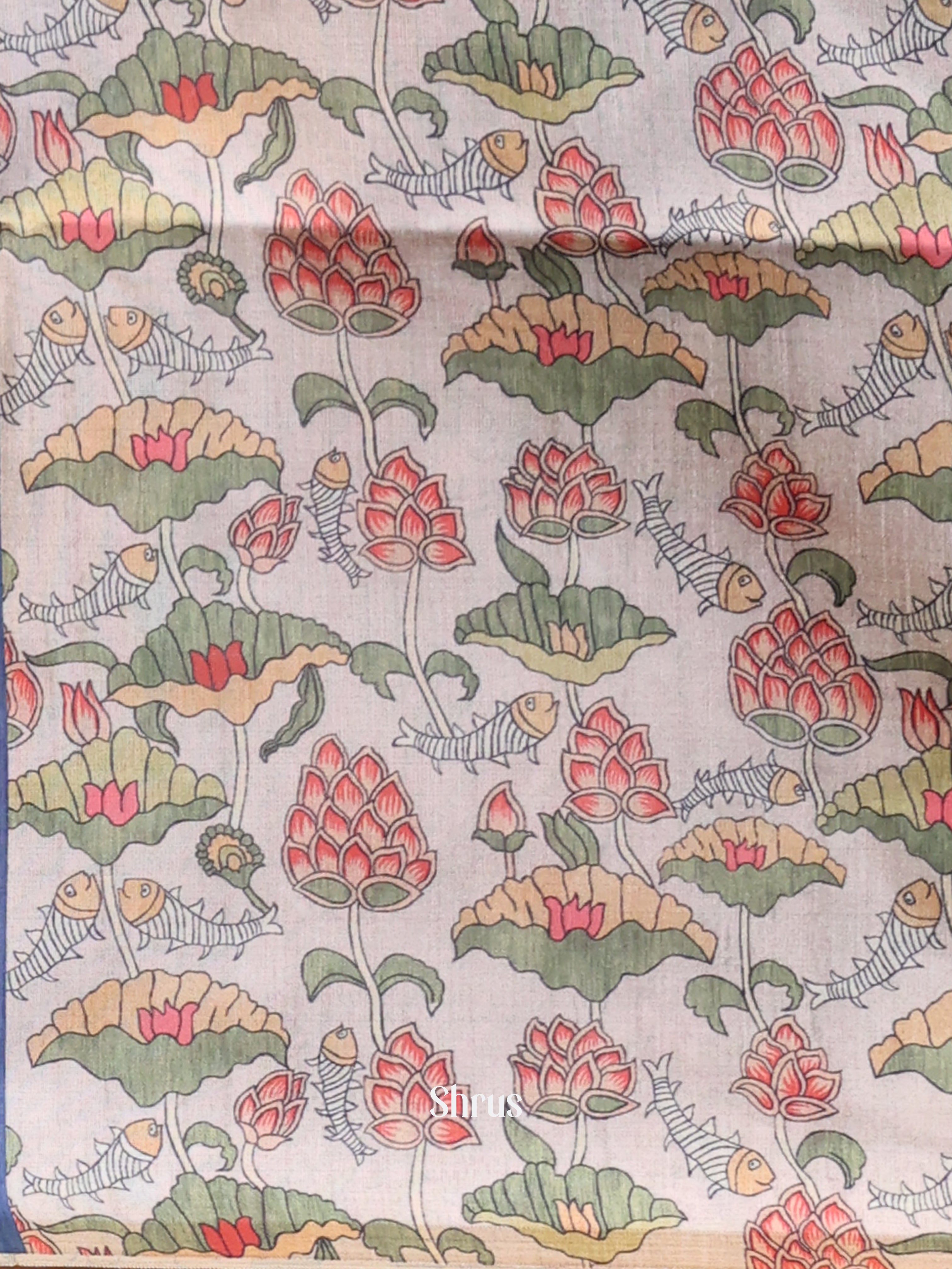 Blue & Grey- Champa semitussar Saree - Shop on Shrus.com