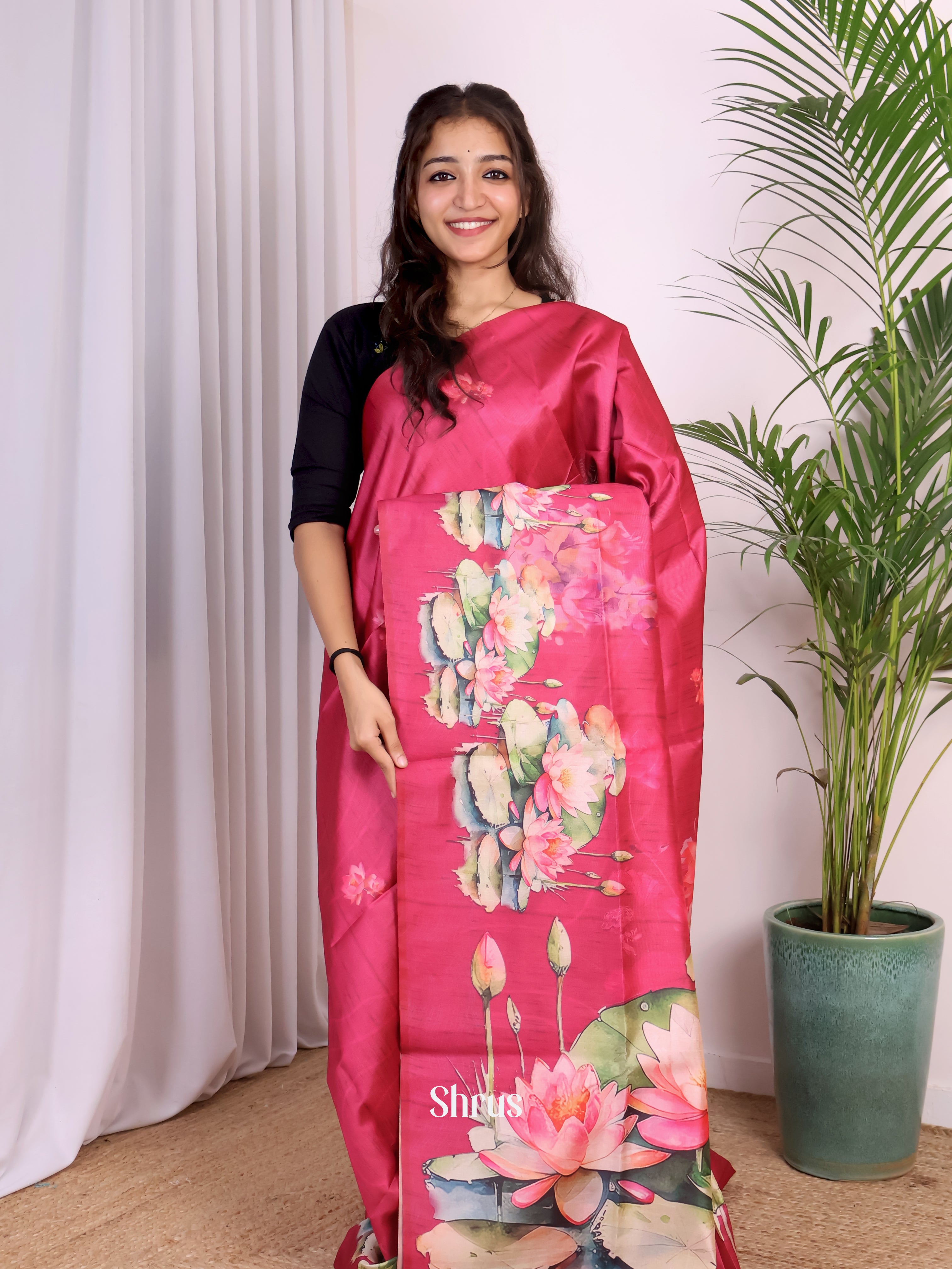Pink - Champa semitussar Saree - Shop on Shrus.com