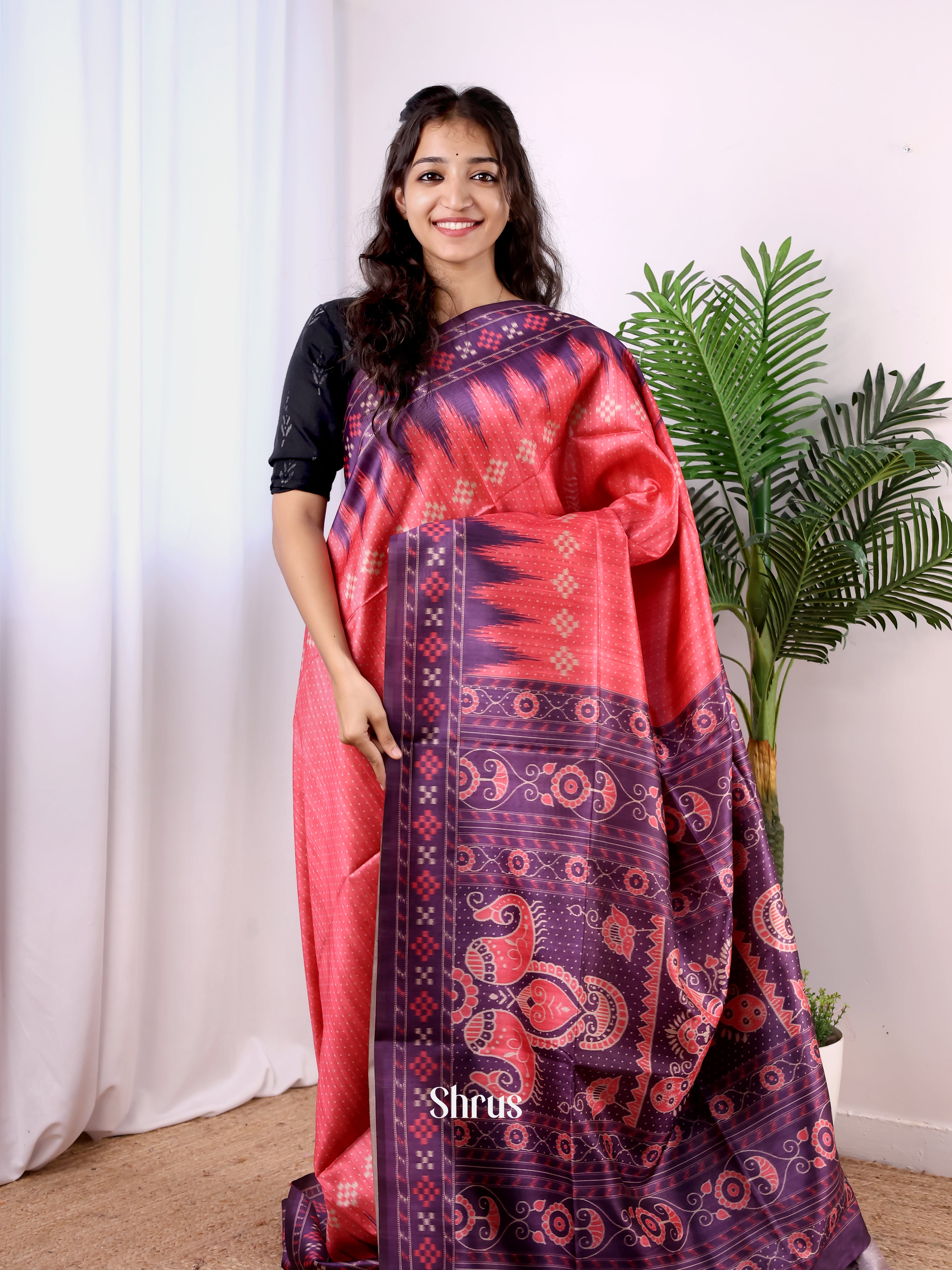 Pink & Purple - Champa semitussar Saree - Shop on Shrus.com