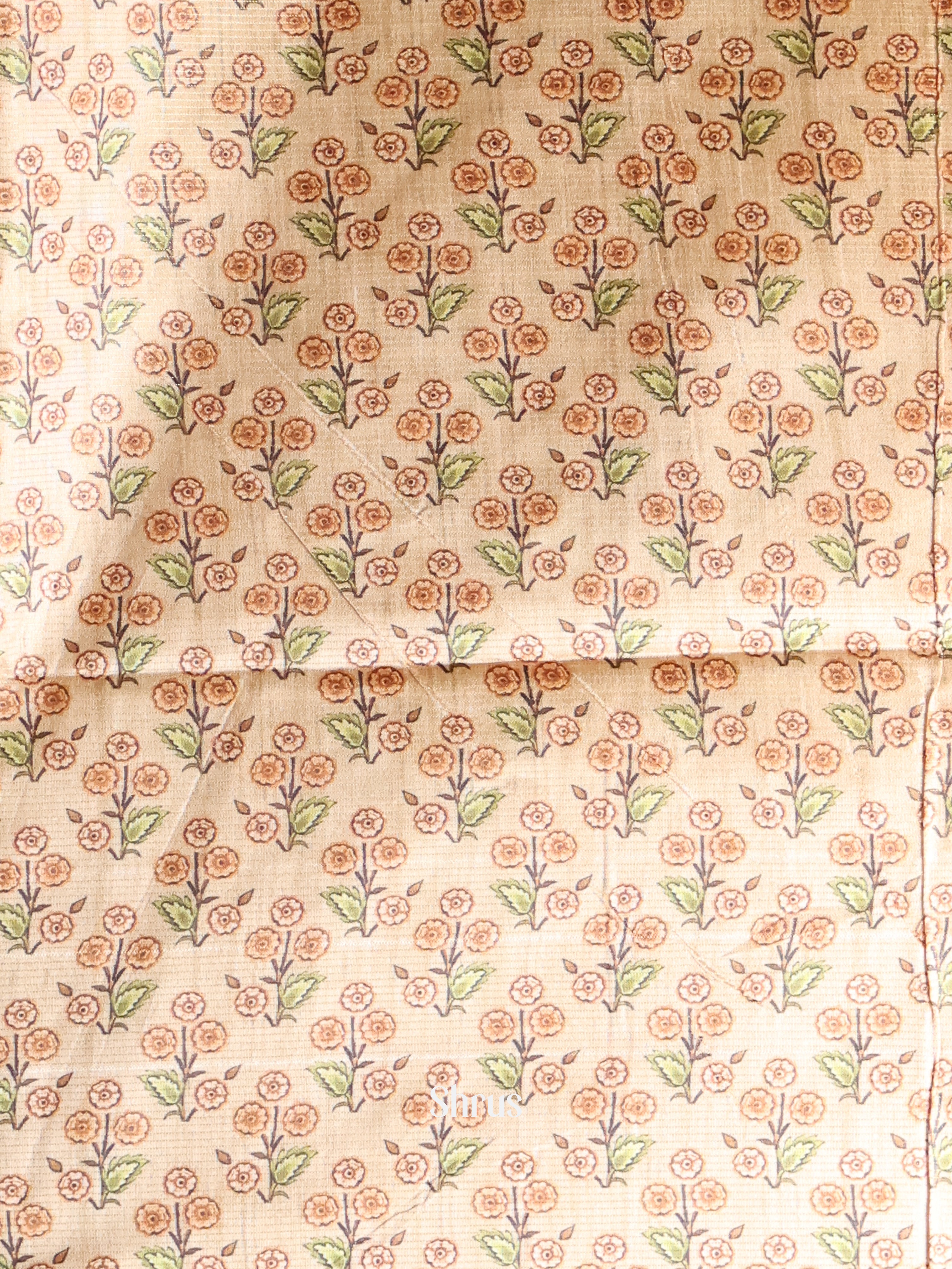 Brown & Cream - Champa semitussar Saree - Shop on Shrus.com