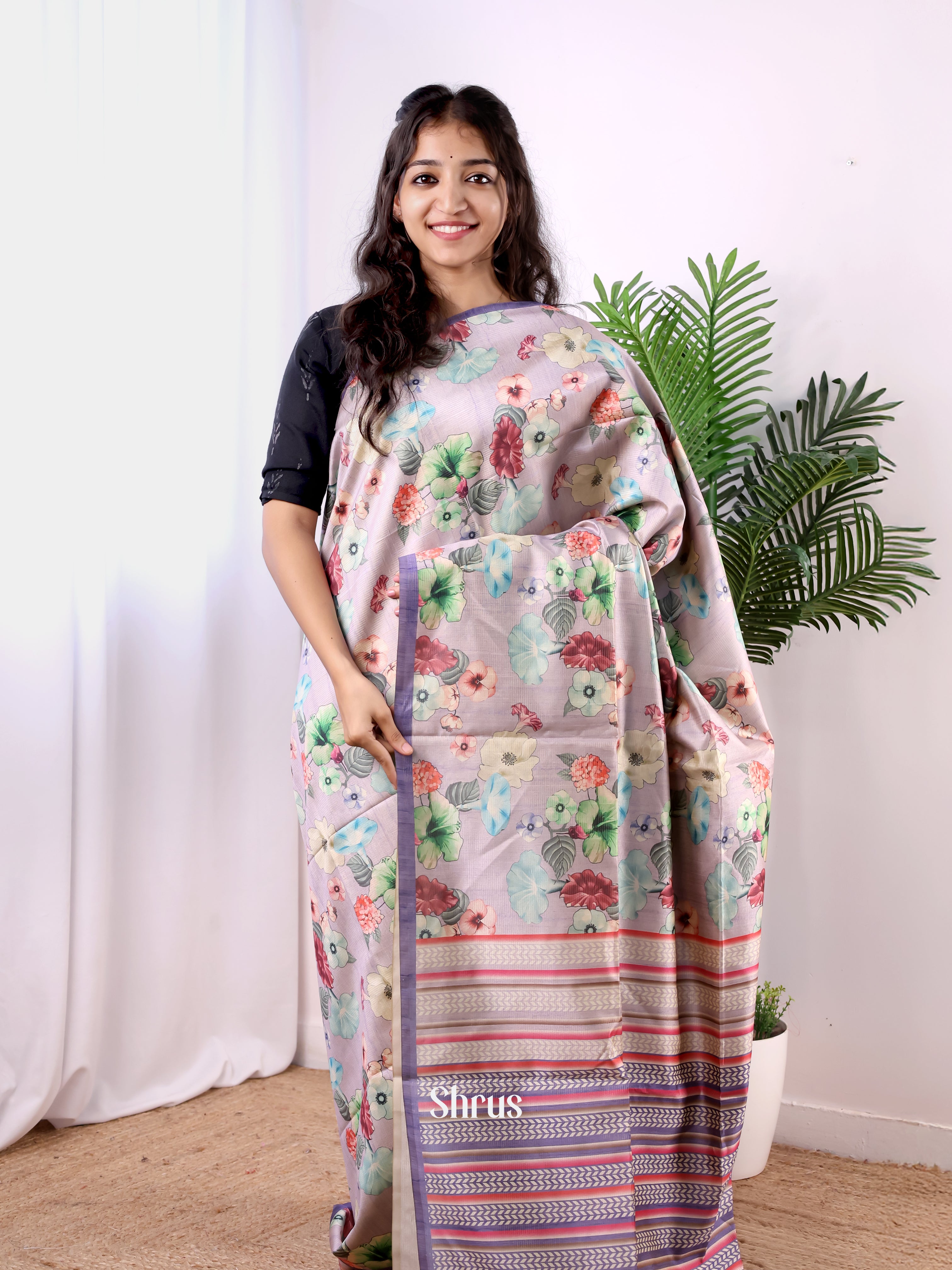 Mild Lavender - Champa semitussar Saree - Shop on Shrus.com