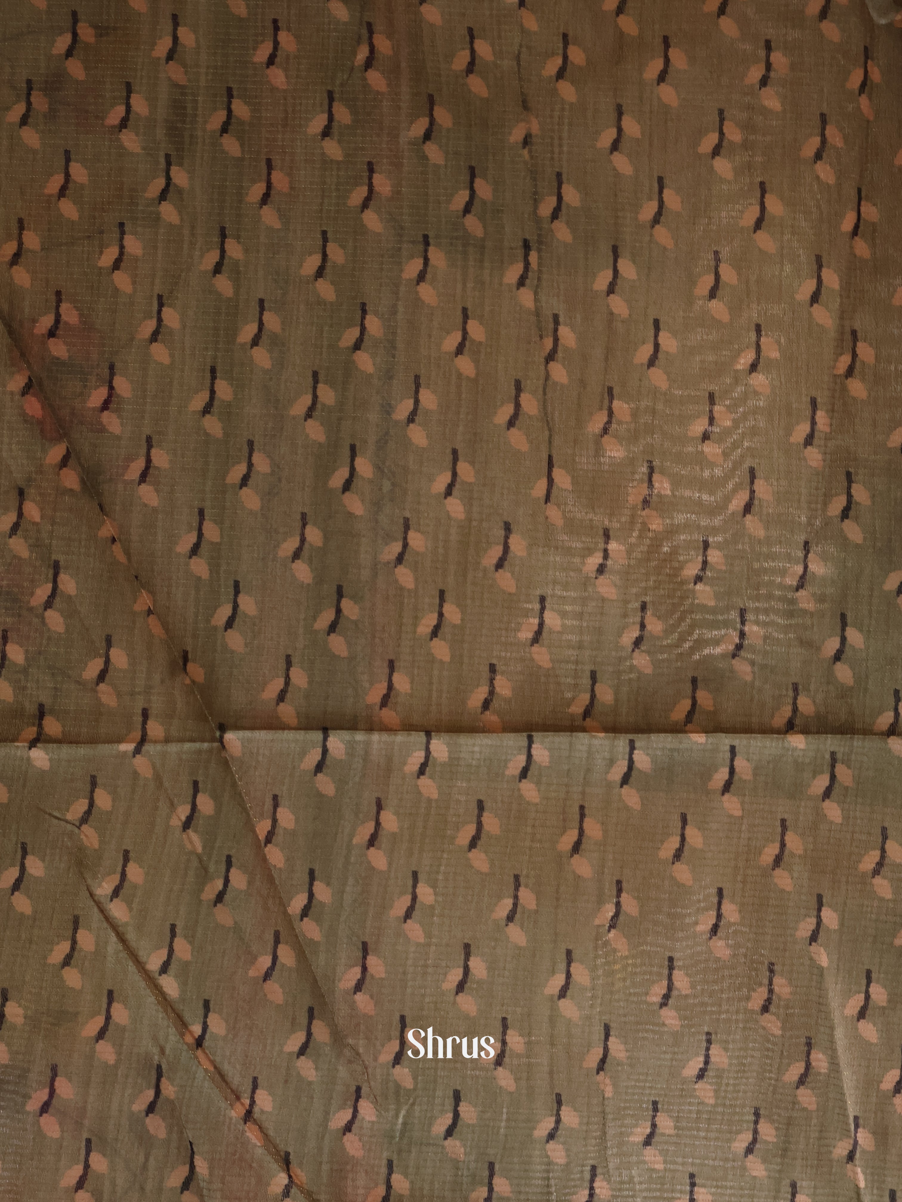 Cream & Green - Champa semitussar Saree - Shop on Shrus.com