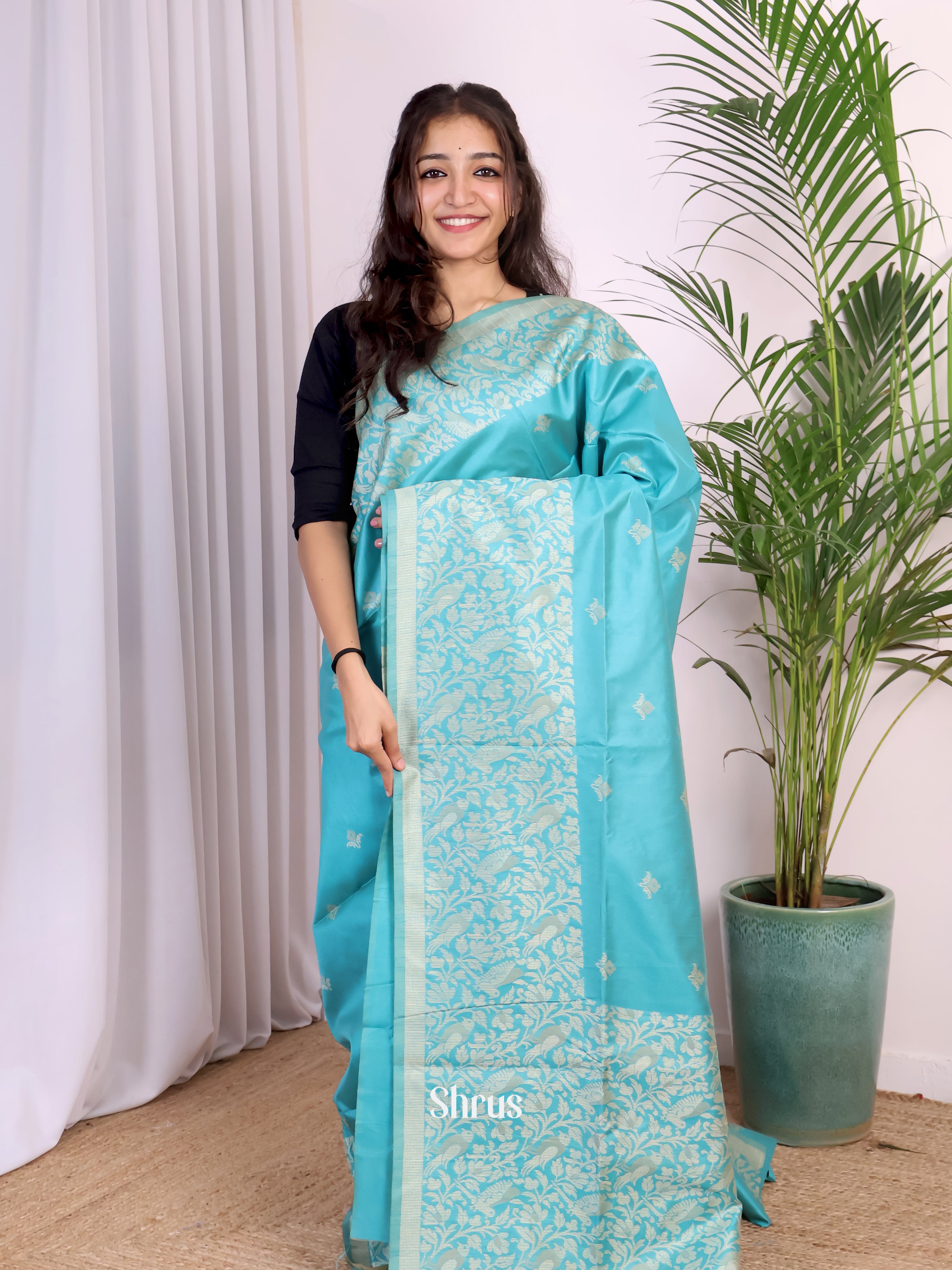Blue - Champa semitussar Saree - Shop on Shrus.com