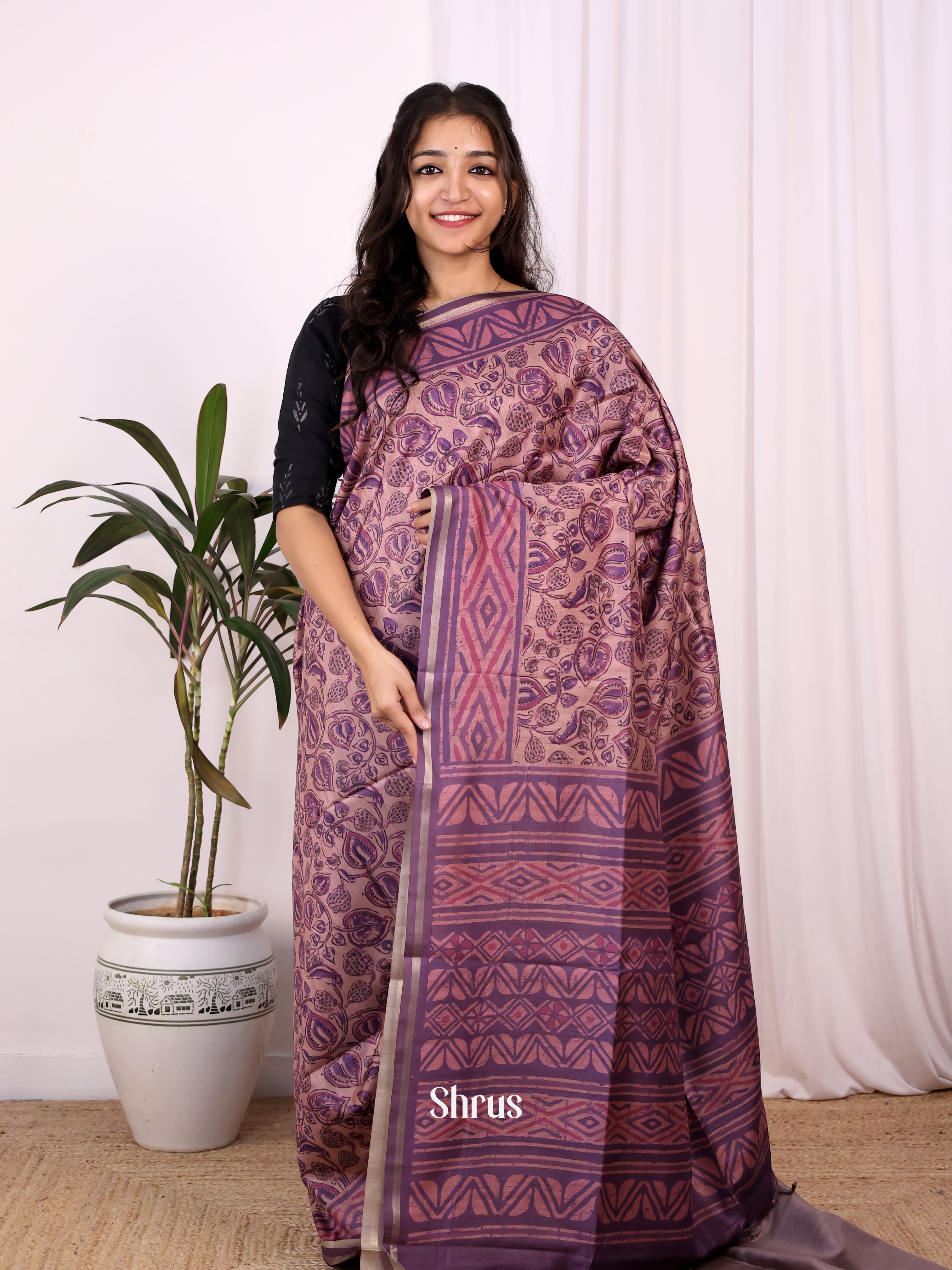 Onion Pink & Purple - Champa semitussar Saree - Shop on Shrus.com