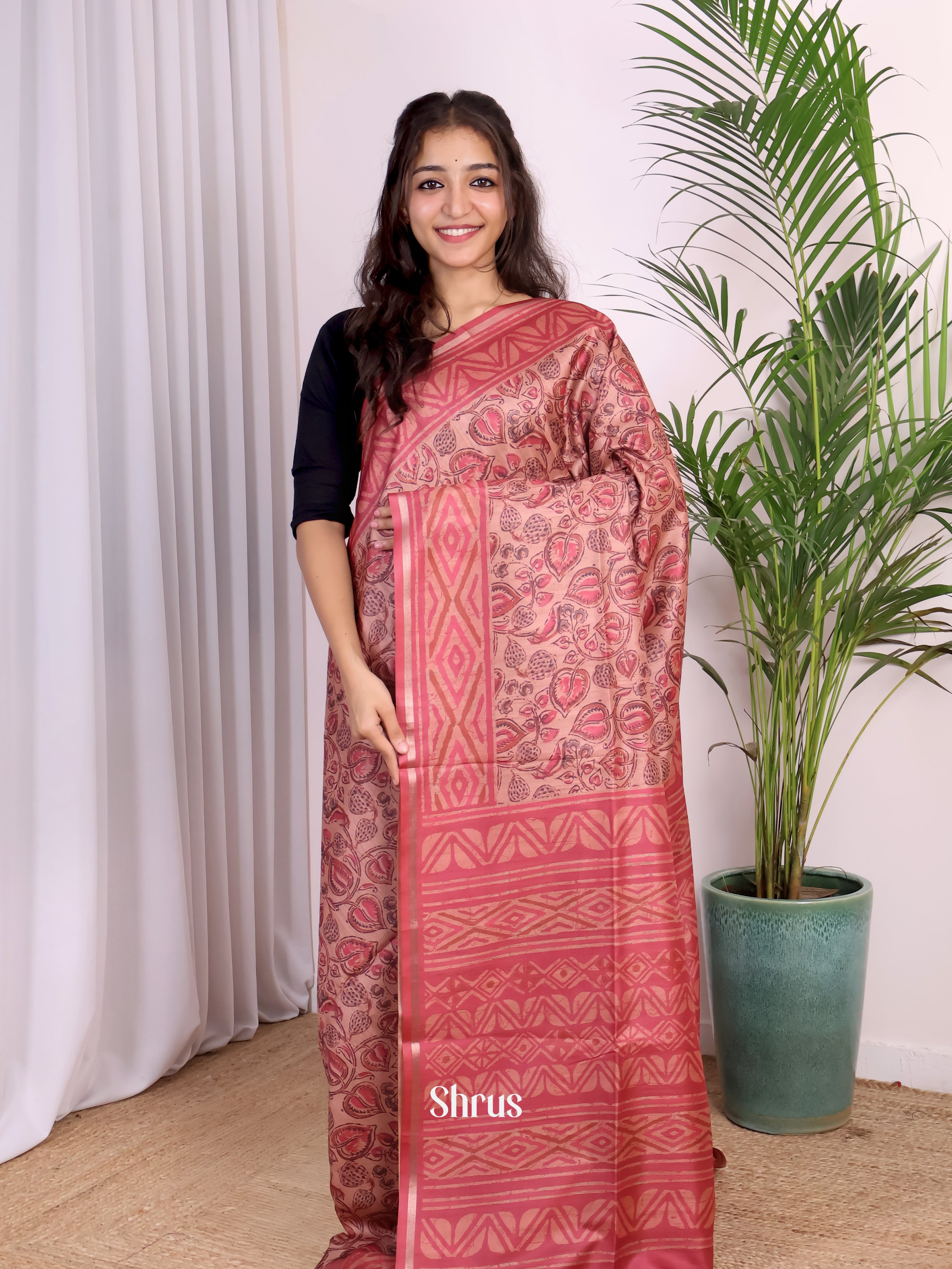 Onion Peel & Pink - Champa semitussar Saree - Shop on Shrus.com