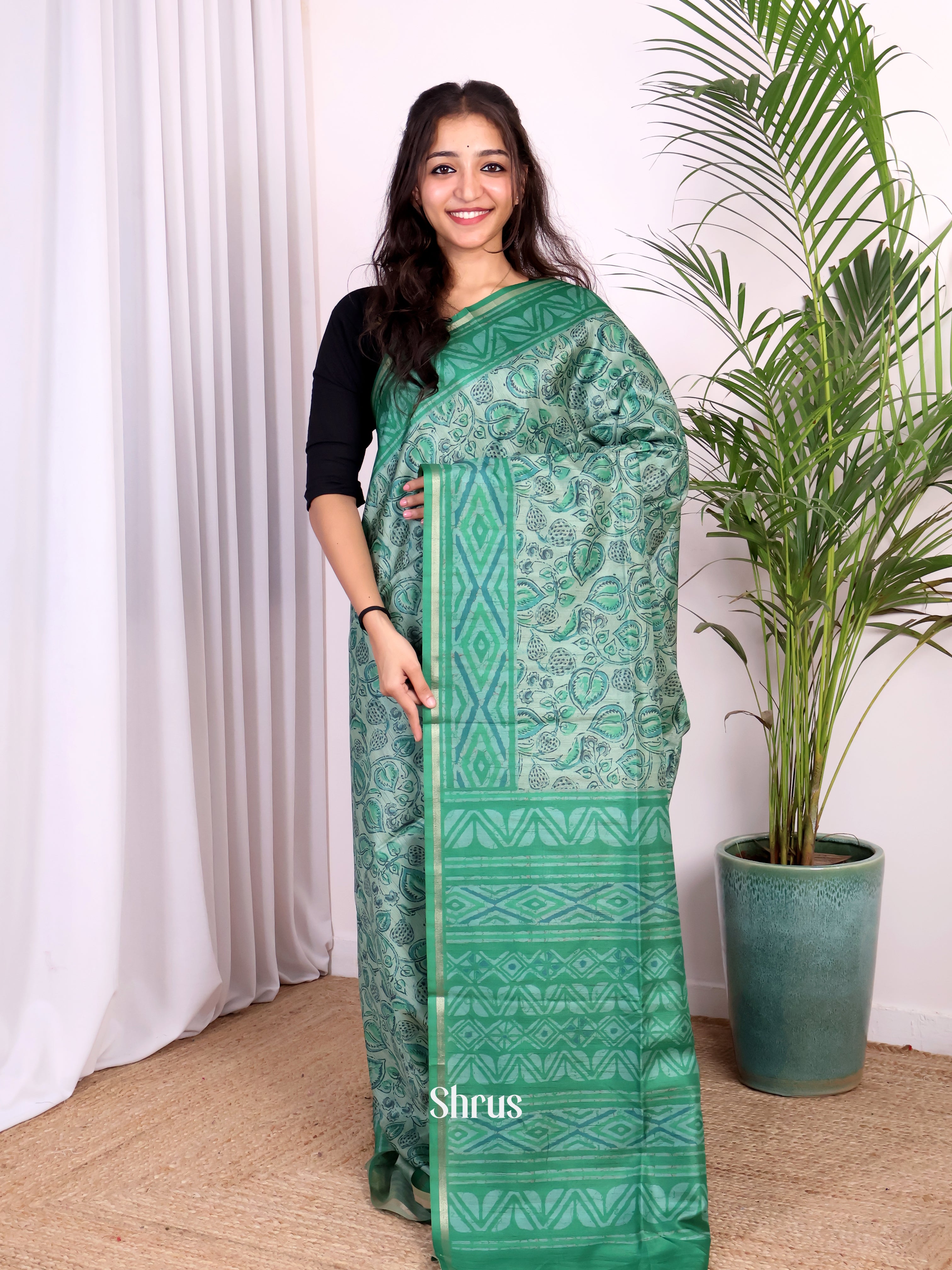 Grey - Champa semitussar Saree - Shop on Shrus.com