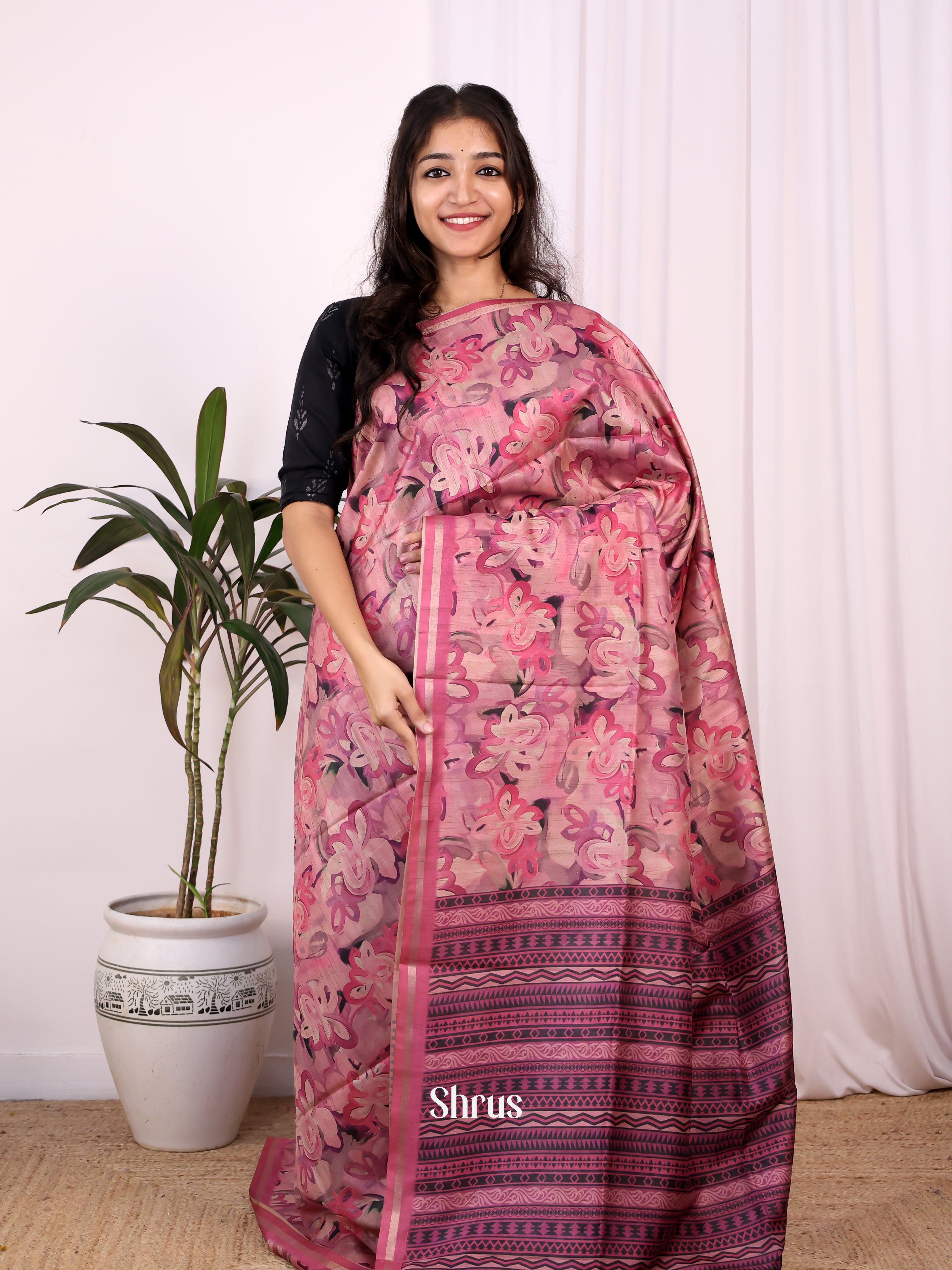 Purple - Champa semitussar Saree - Shop on Shrus.com