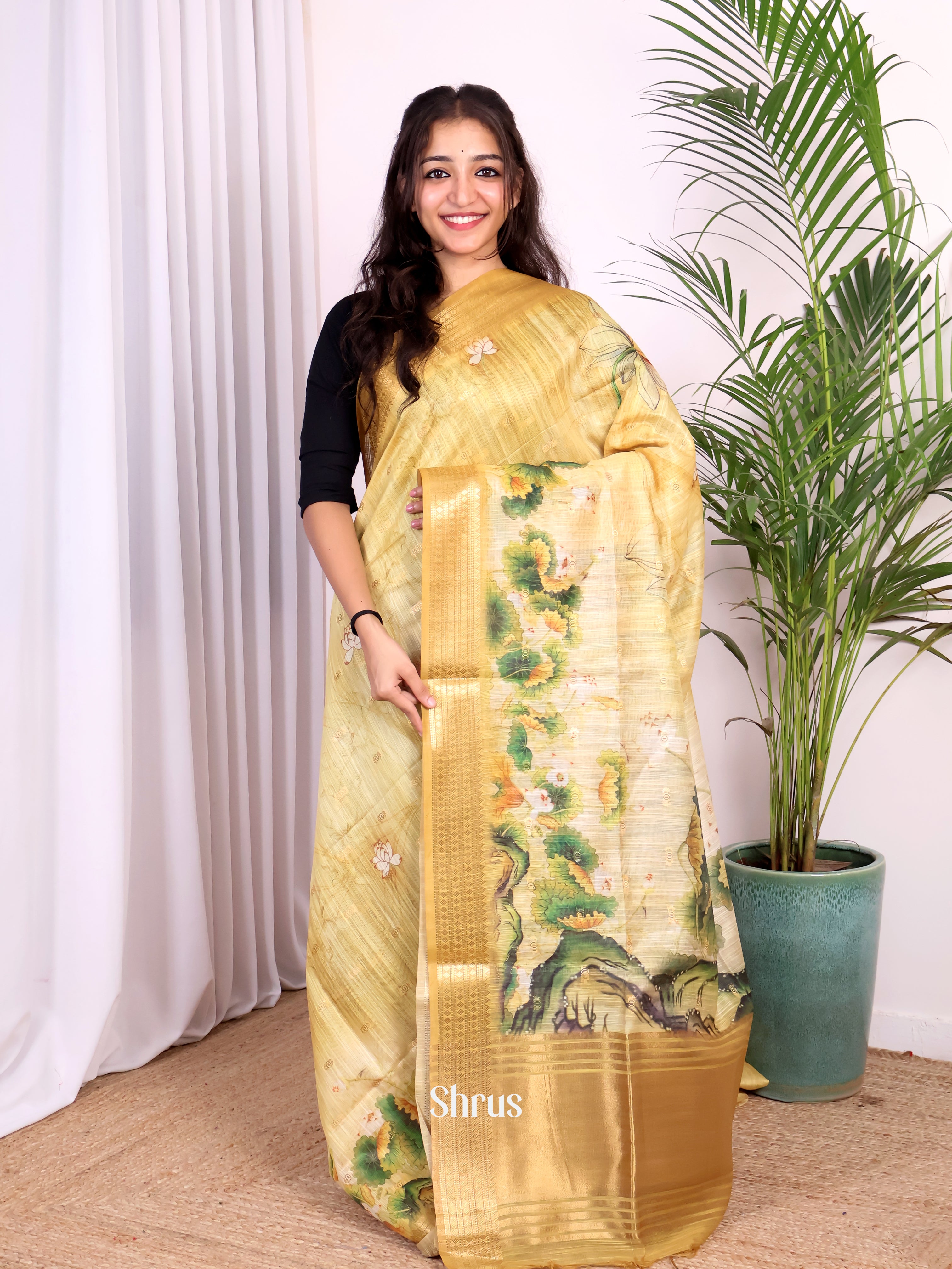 Cream - Champa semitussar Saree - Shop on Shrus.com