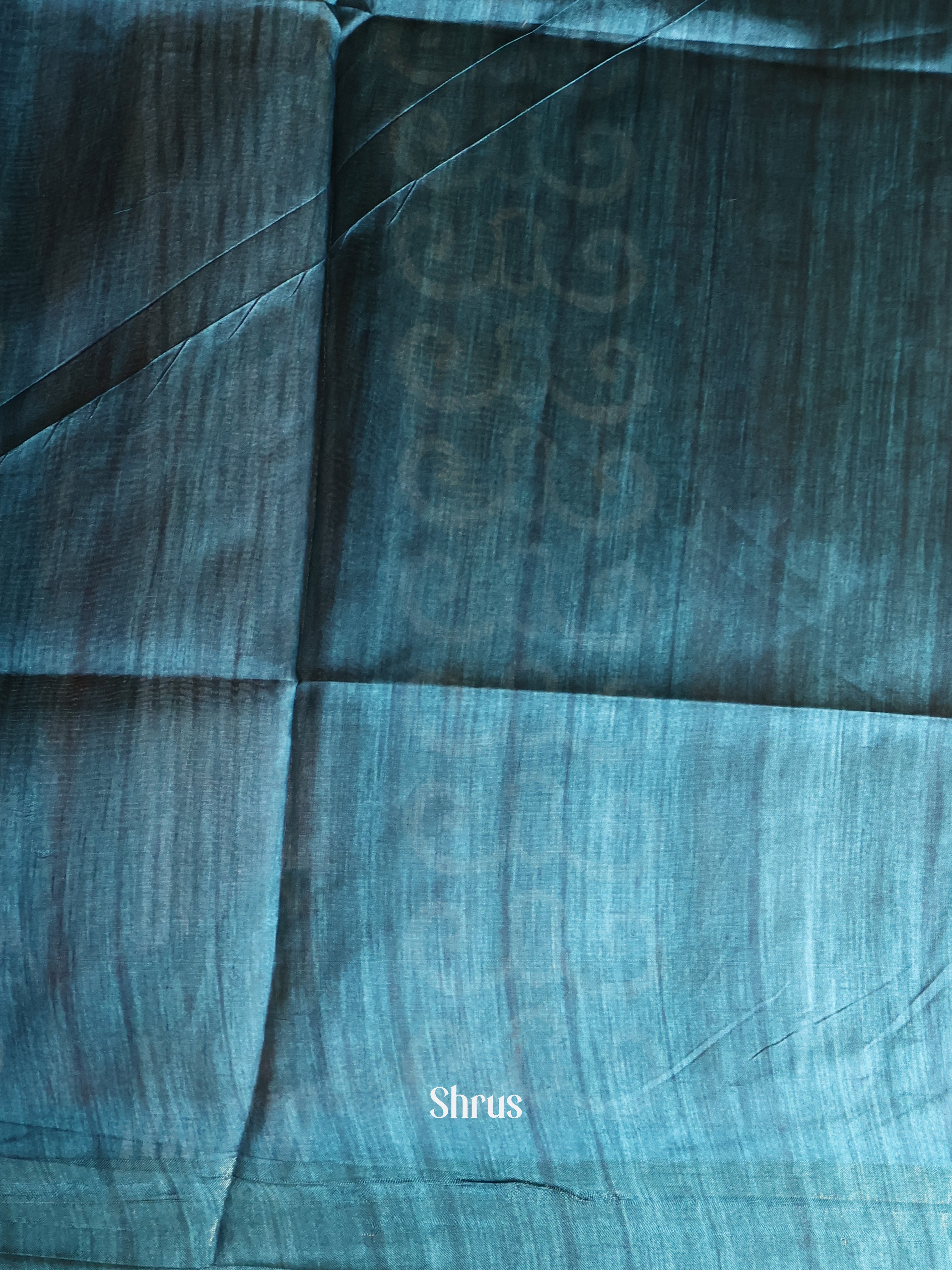 Cream & Blue - Champa semitussar Saree - Shop on Shrus.com