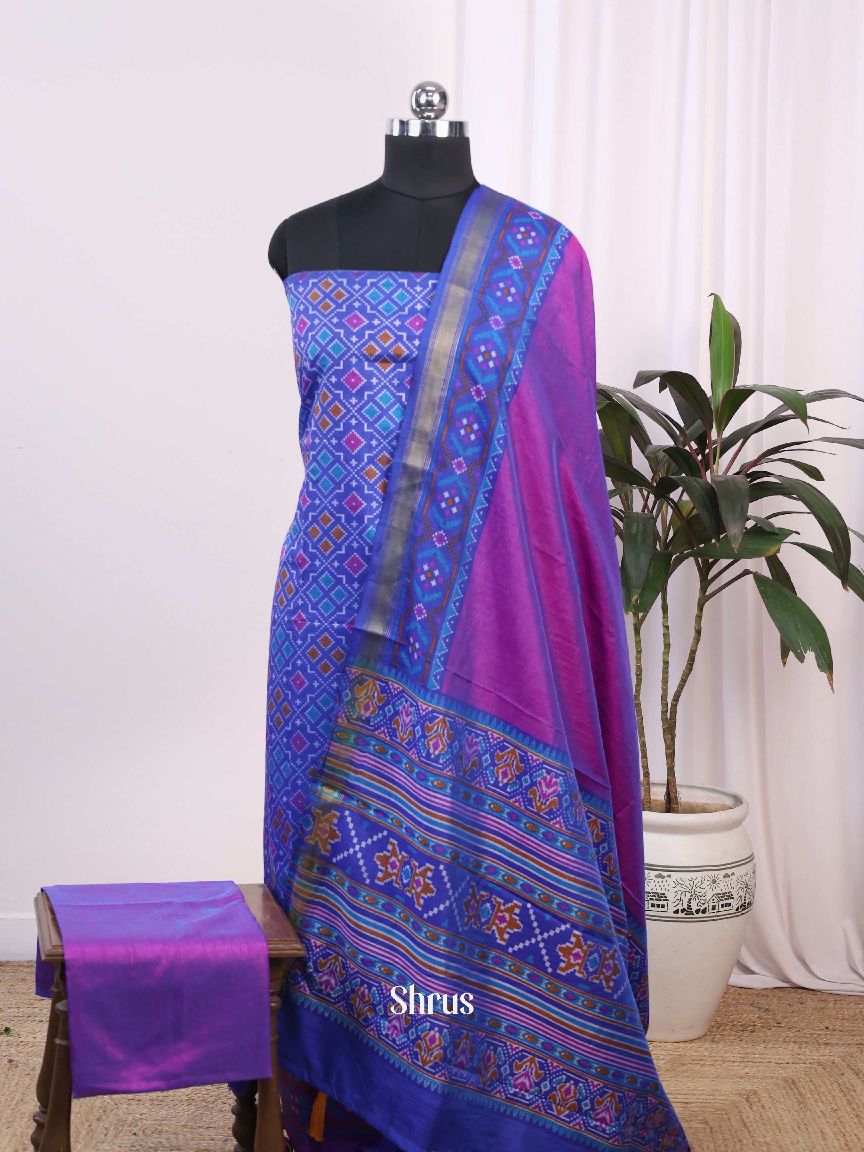 Blue & Purple -semi patola salwar - Shop on Shrus.com