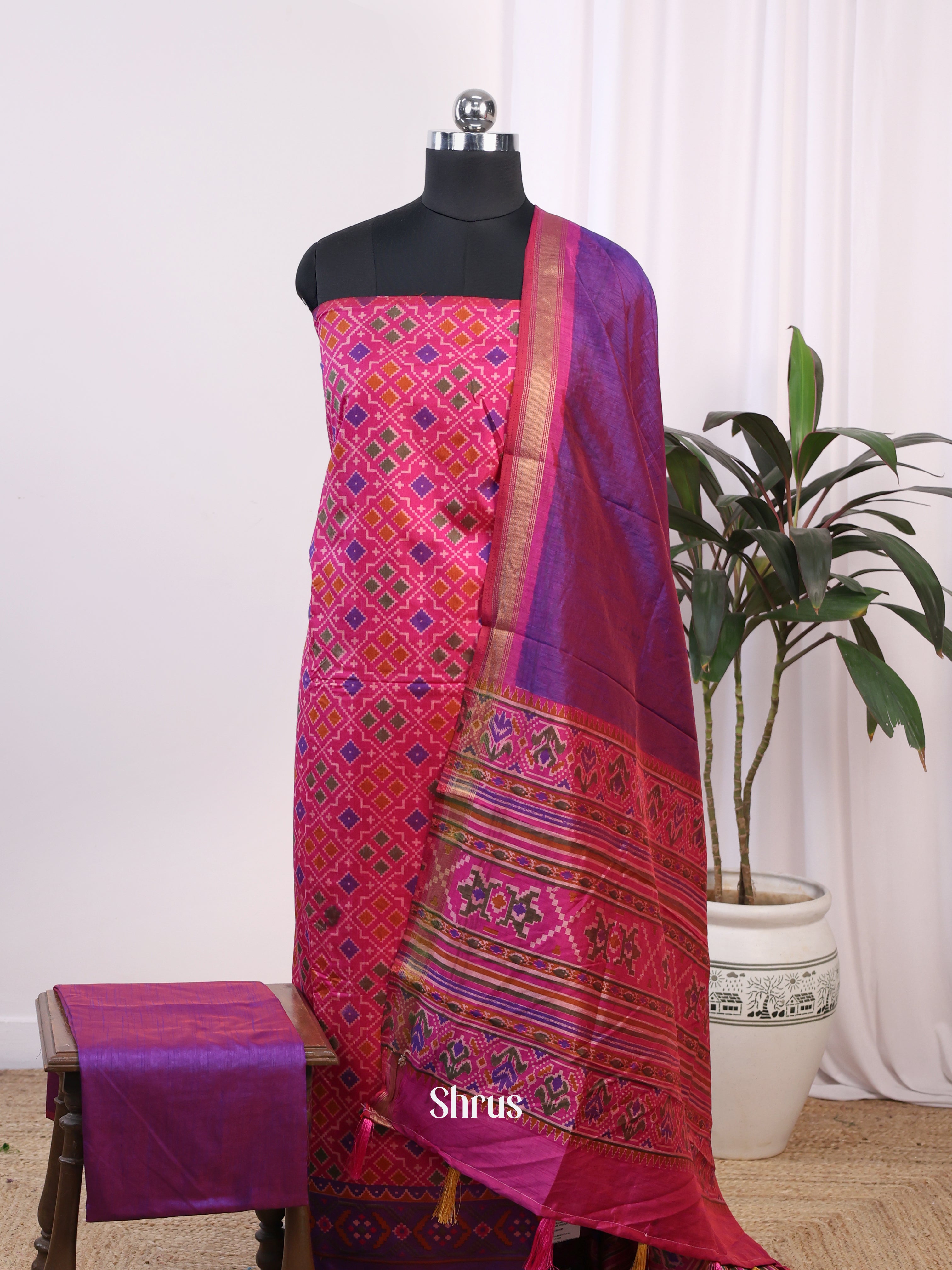 pink & Purple -semi patola salwar - Shop on Shrus.com